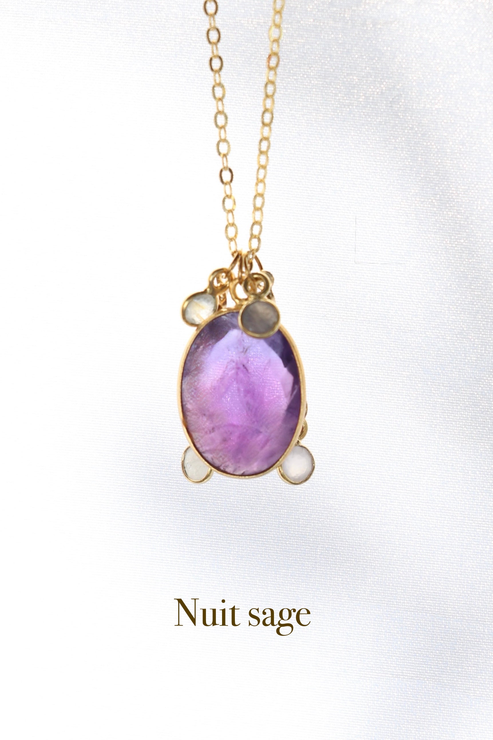 Nuit sage — Collier Améthyste, Labradorite & Pierre de lune #4