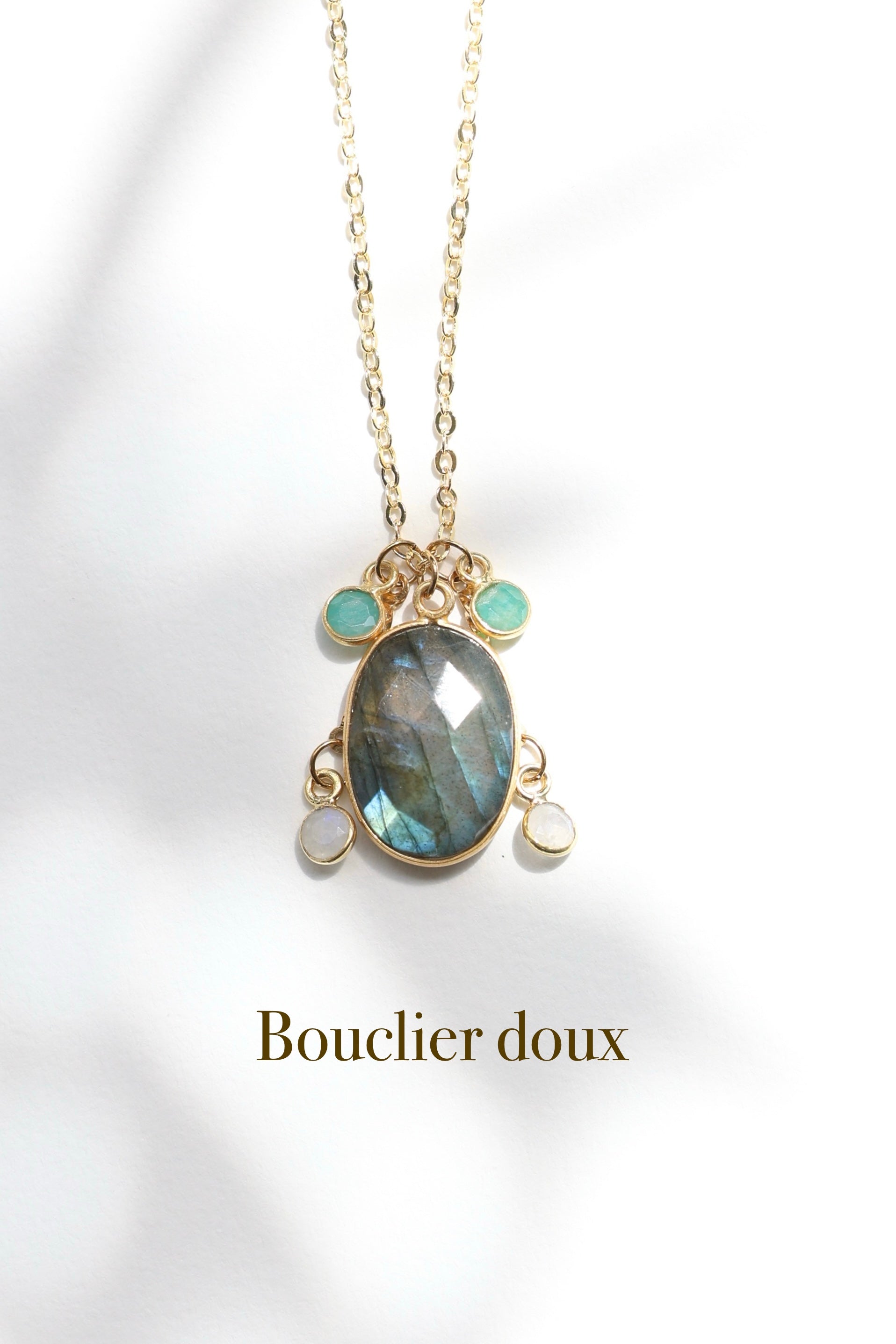 Bouclier doux — Collier Labradorite, Pierre de lune & Amazonite #14