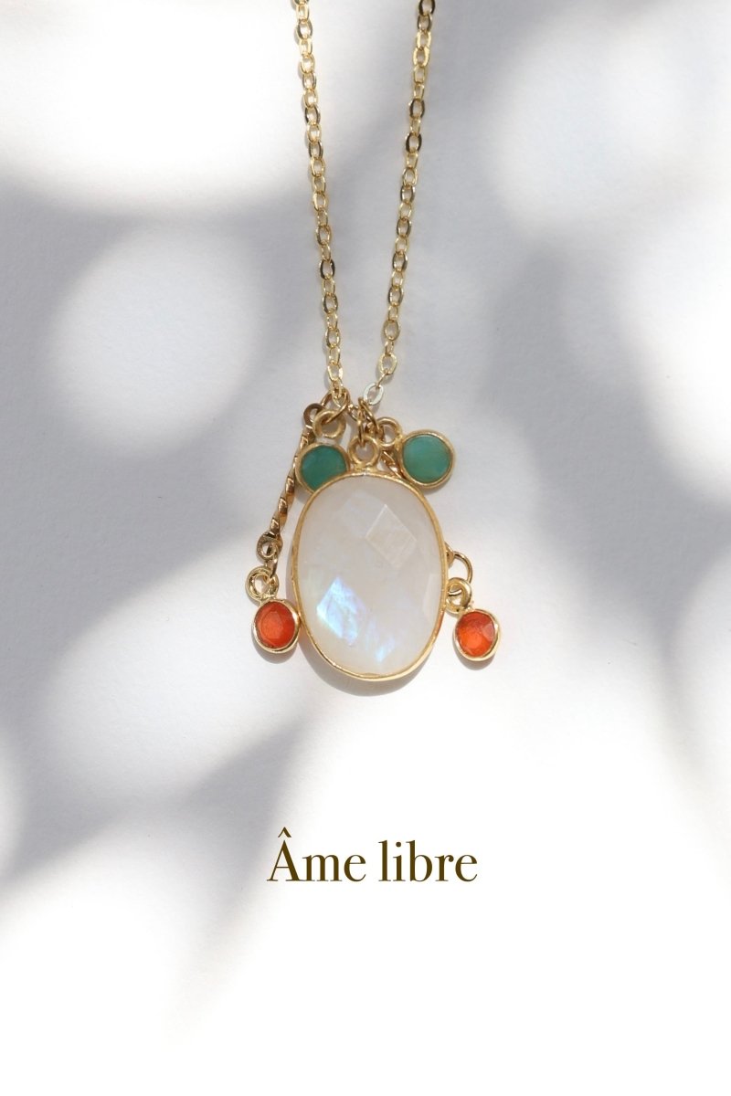 Âme libre — Collier Pierre de lune, Cornaline & Amazonite 15 - Mathilde ma muse : bijoux de créateur