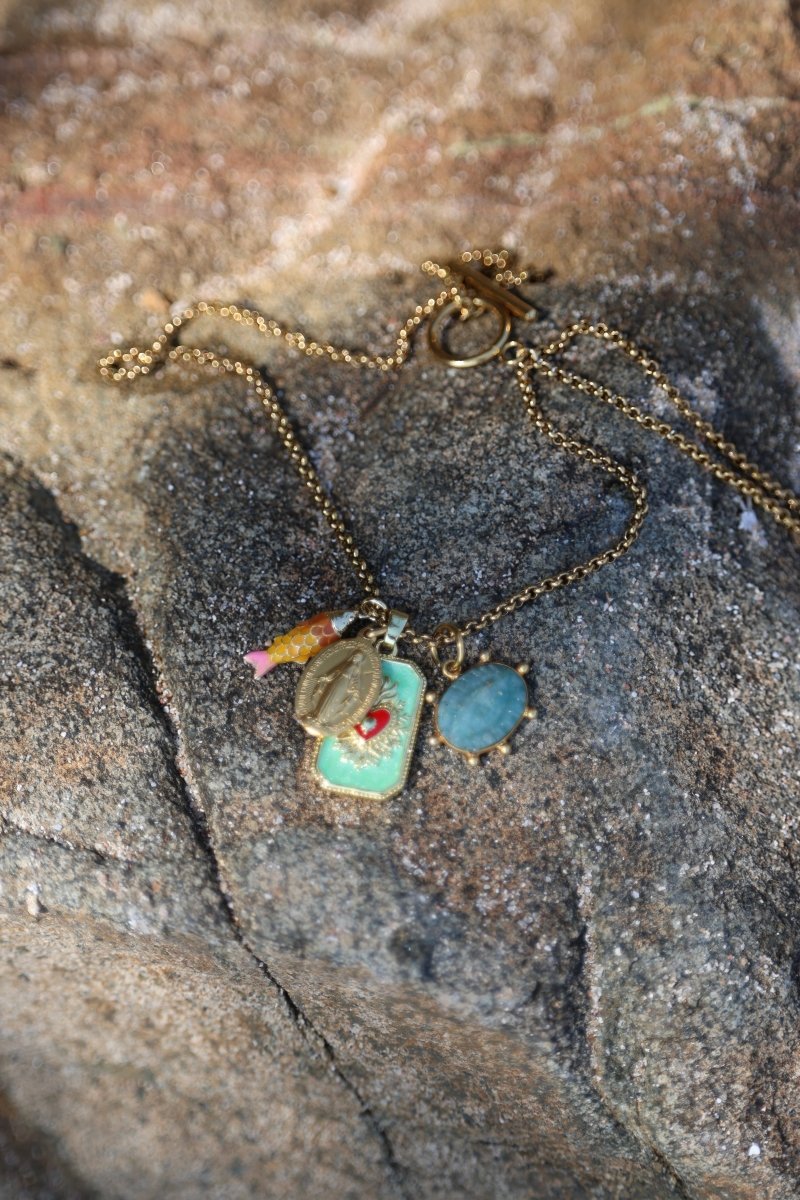 Collier Gris - Gris — Trésors porte - bonheur - Mathilde ma muse : bijoux de créateur