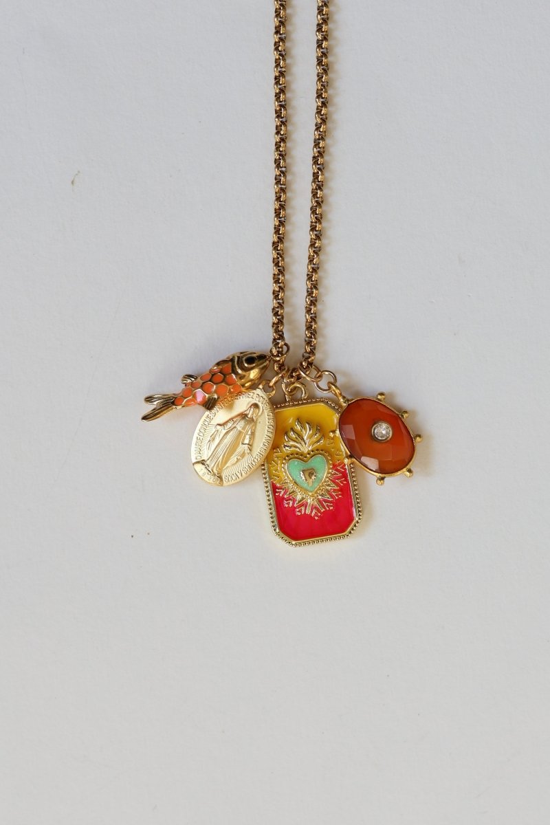 Collier Gris - Gris — Trésors porte - bonheur - Mathilde ma muse : bijoux de créateur