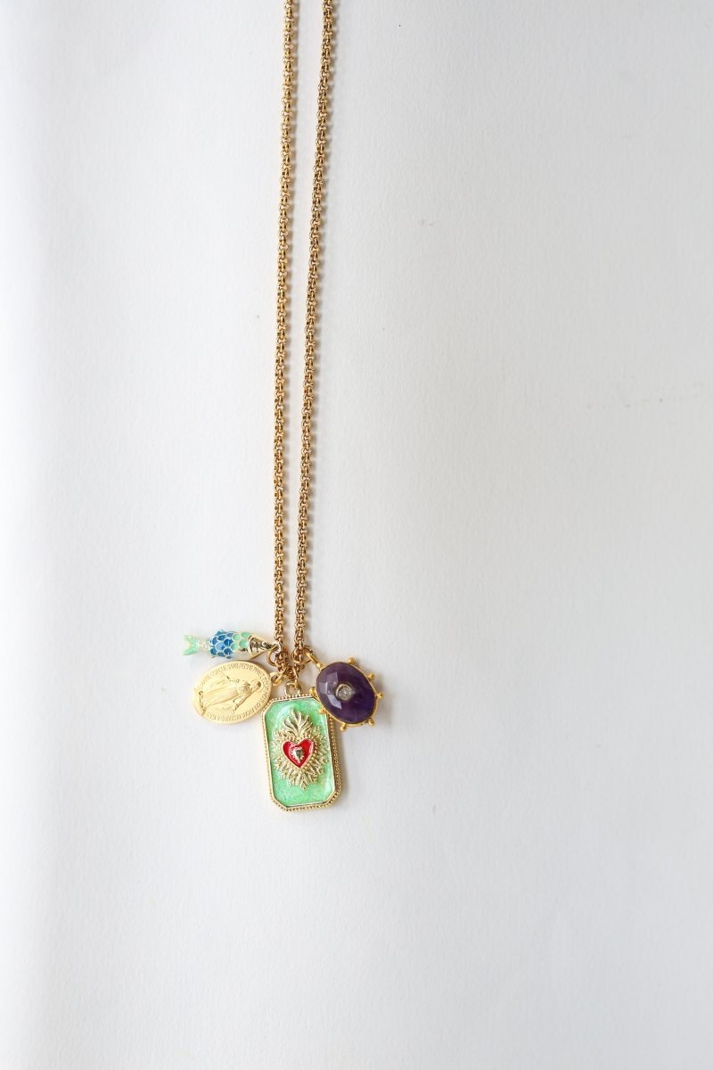 Collier Gris - Gris — Trésors porte - bonheur - Mathilde ma muse : bijoux de créateur