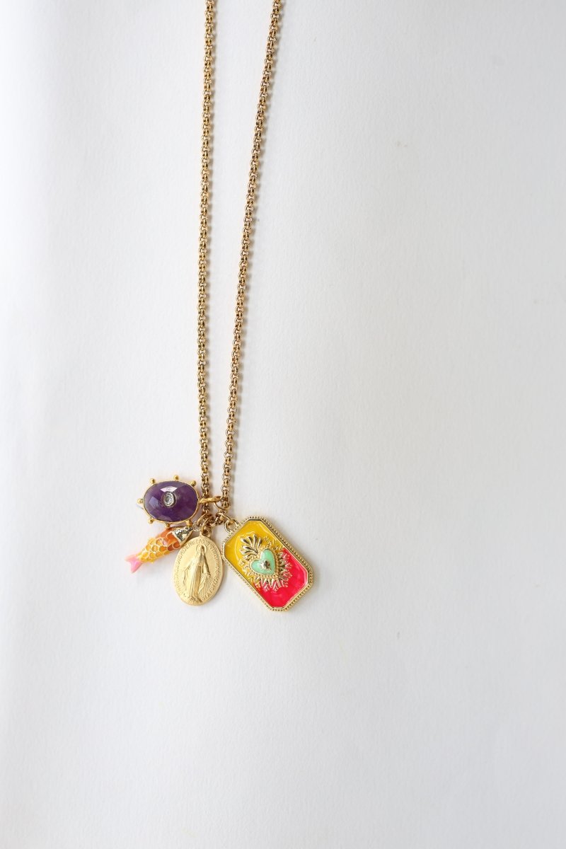 Collier Gris - Gris — Trésors porte - bonheur - Mathilde ma muse : bijoux de créateur