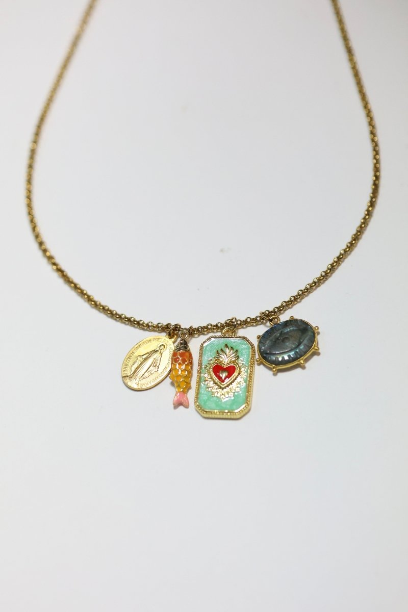 Collier Gris - Gris — Trésors porte - bonheur - Mathilde ma muse : bijoux de créateur