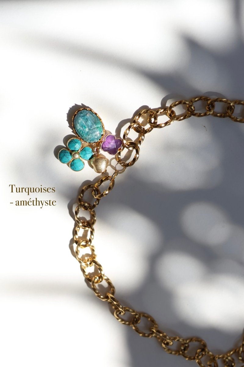 Parure Créateur KANDAKA - Collier + Bracelet En Cuivre Violet - Neuf Avec étiquettes - Fabriqué En France
