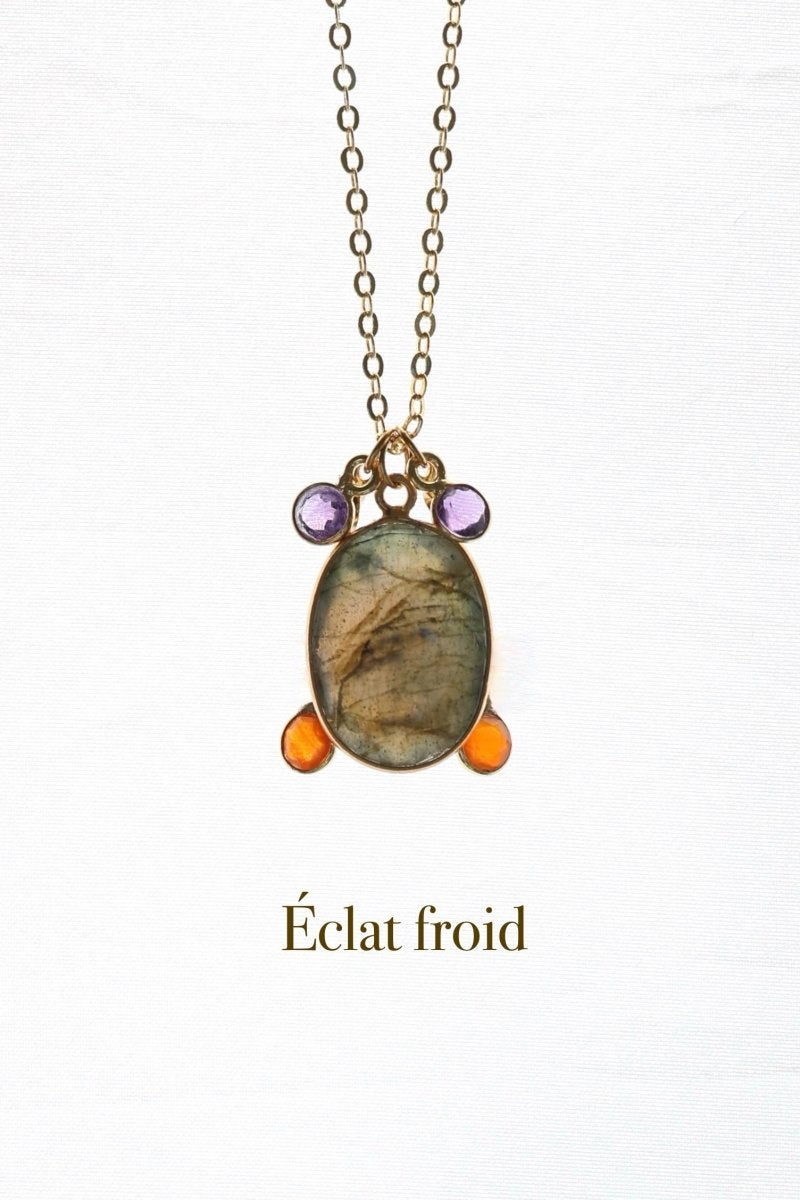 Éclat froid — Collier Labradorite, Améthyste & Cornaline 6 - Mathilde ma muse : bijoux de créateur