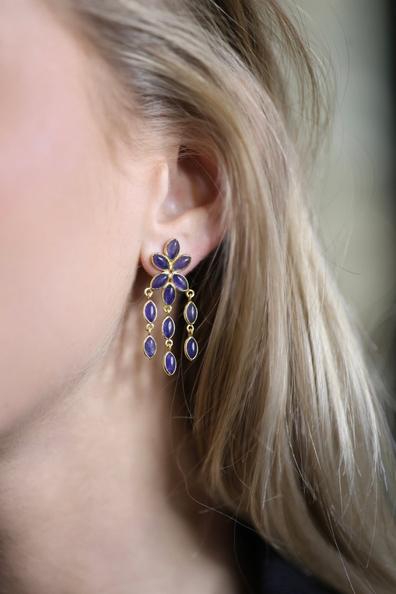 Les Florales – Boucles d’oreilles sodalite - Mathilde ma muse : bijoux de créateur