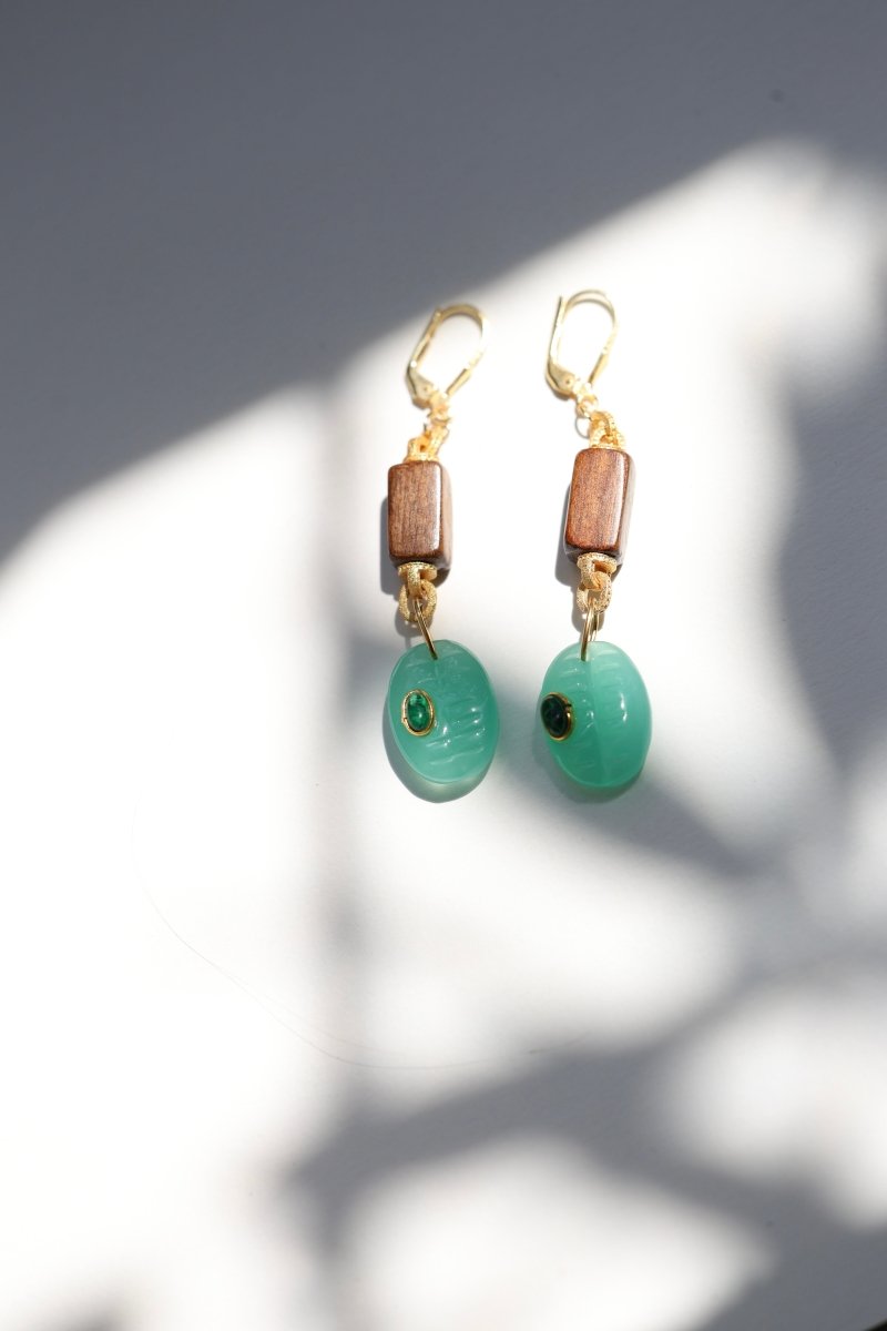 L'Escale — boucles d'oreilles bois et pierre fine - Mathilde ma muse : bijoux de créateur
