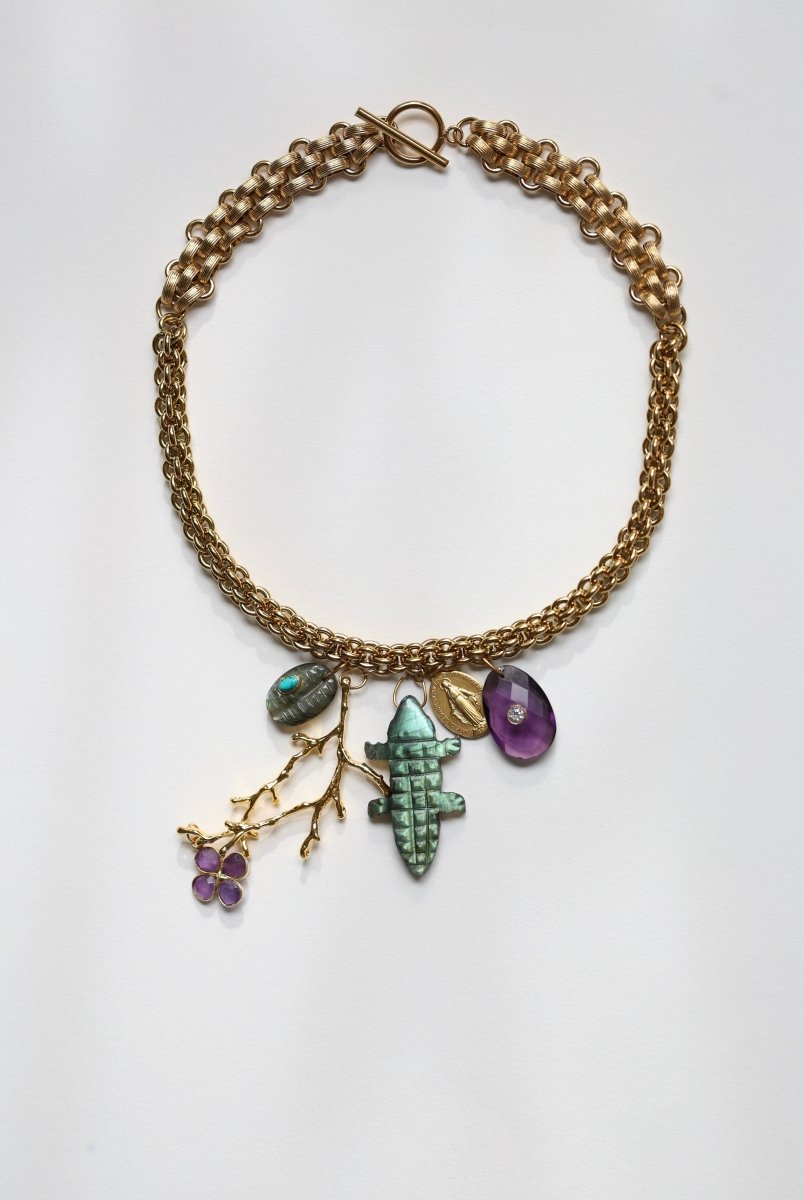 L'Impassible — collier court crocodile sculpté - Mathilde ma muse : bijoux de créateur