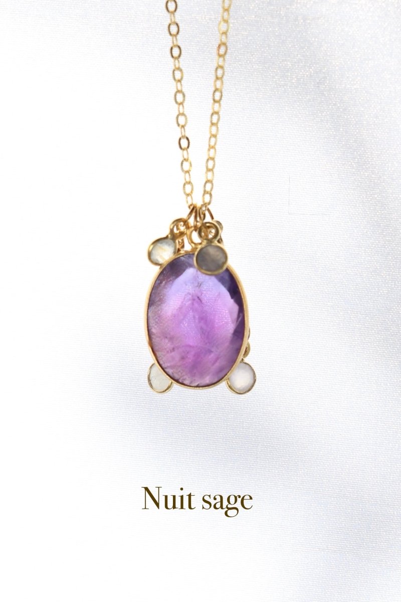 Nuit sage — Collier Améthyste, Labradorite & Pierre de lune 4 - Mathilde ma muse : bijoux de créateur