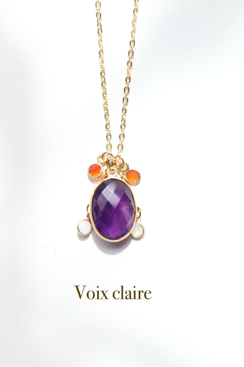 Voix claire — Collier Améthyste, Pierre de lune & Cornaline 13 - Mathilde ma muse : bijoux de créateur