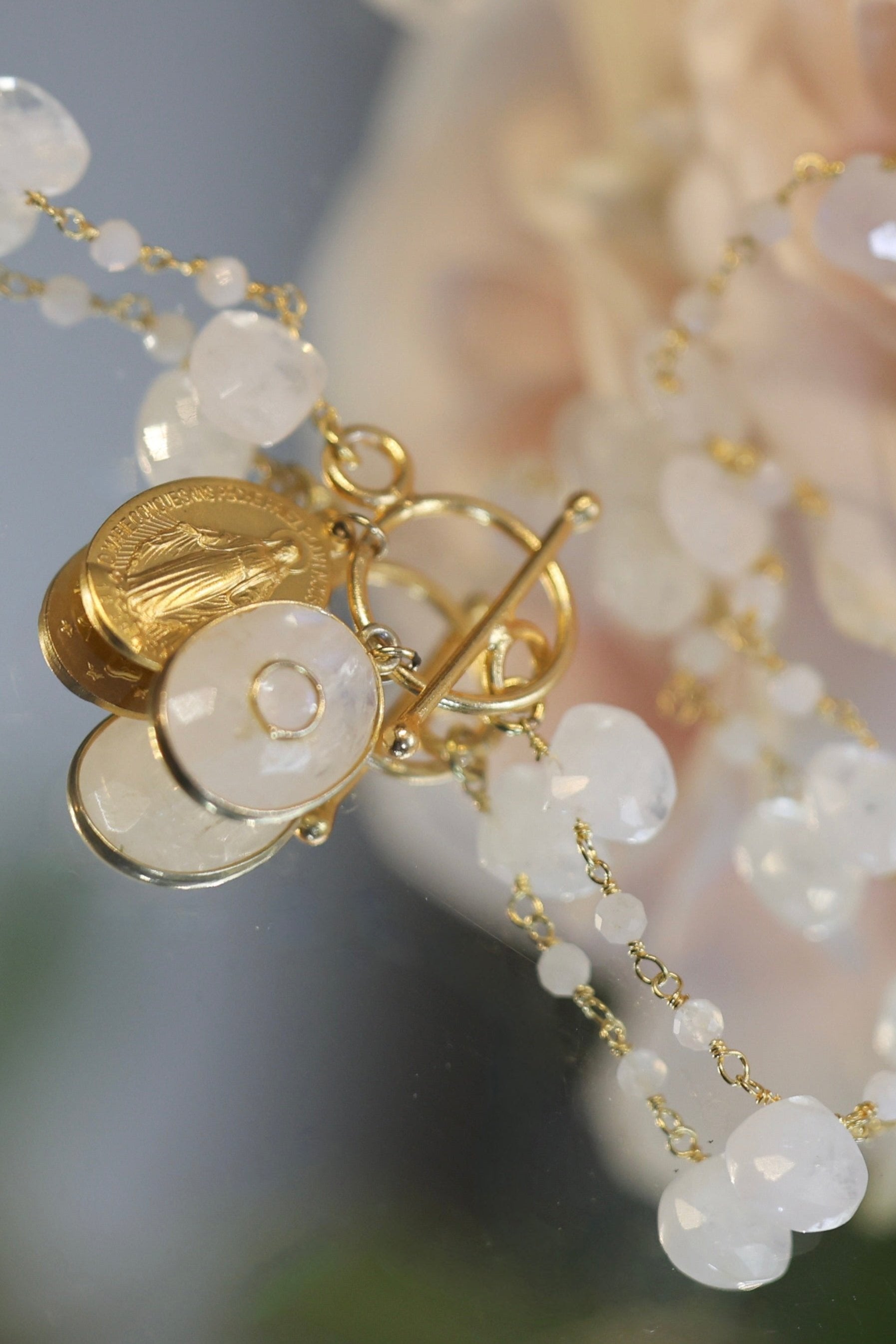 "Winter Garden" Necklace - Moonstone and Miraculous Medal | Mathilde Ma Muse