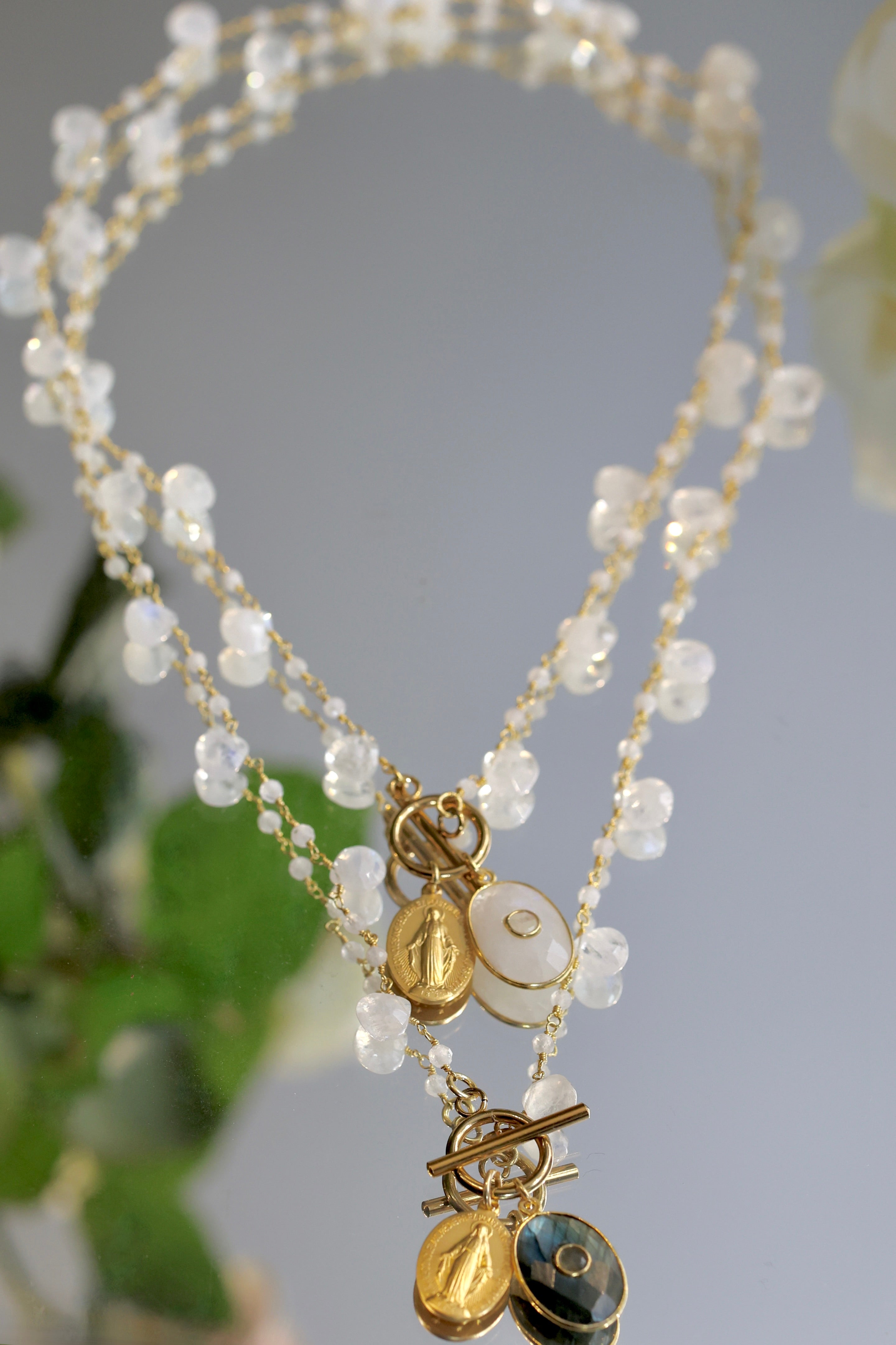 "Winter Garden" Necklace - Moonstone and Miraculous Medal | Mathilde Ma Muse