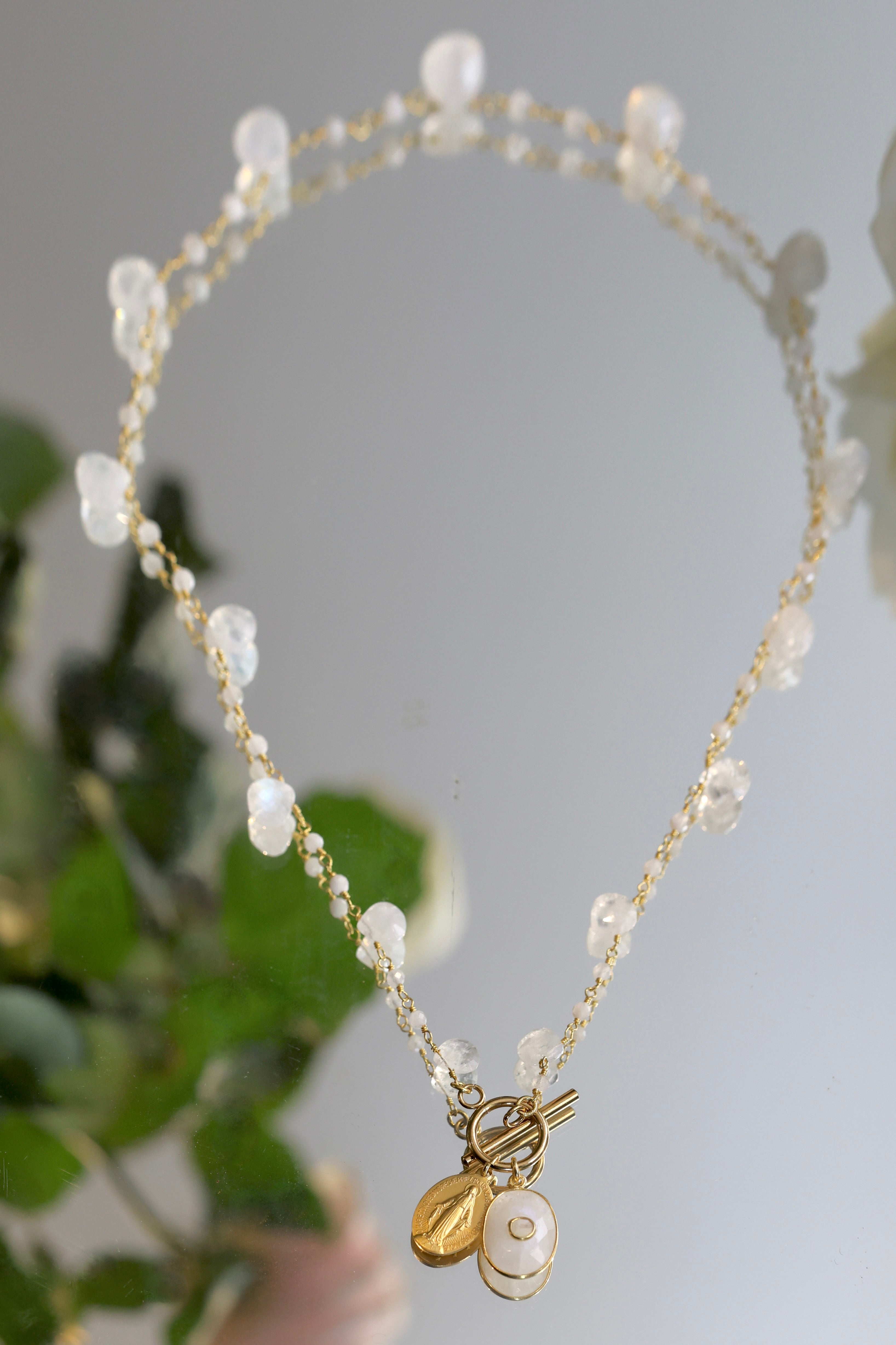 "Winter Garden" Necklace - Moonstone and Miraculous Medal | Mathilde Ma Muse