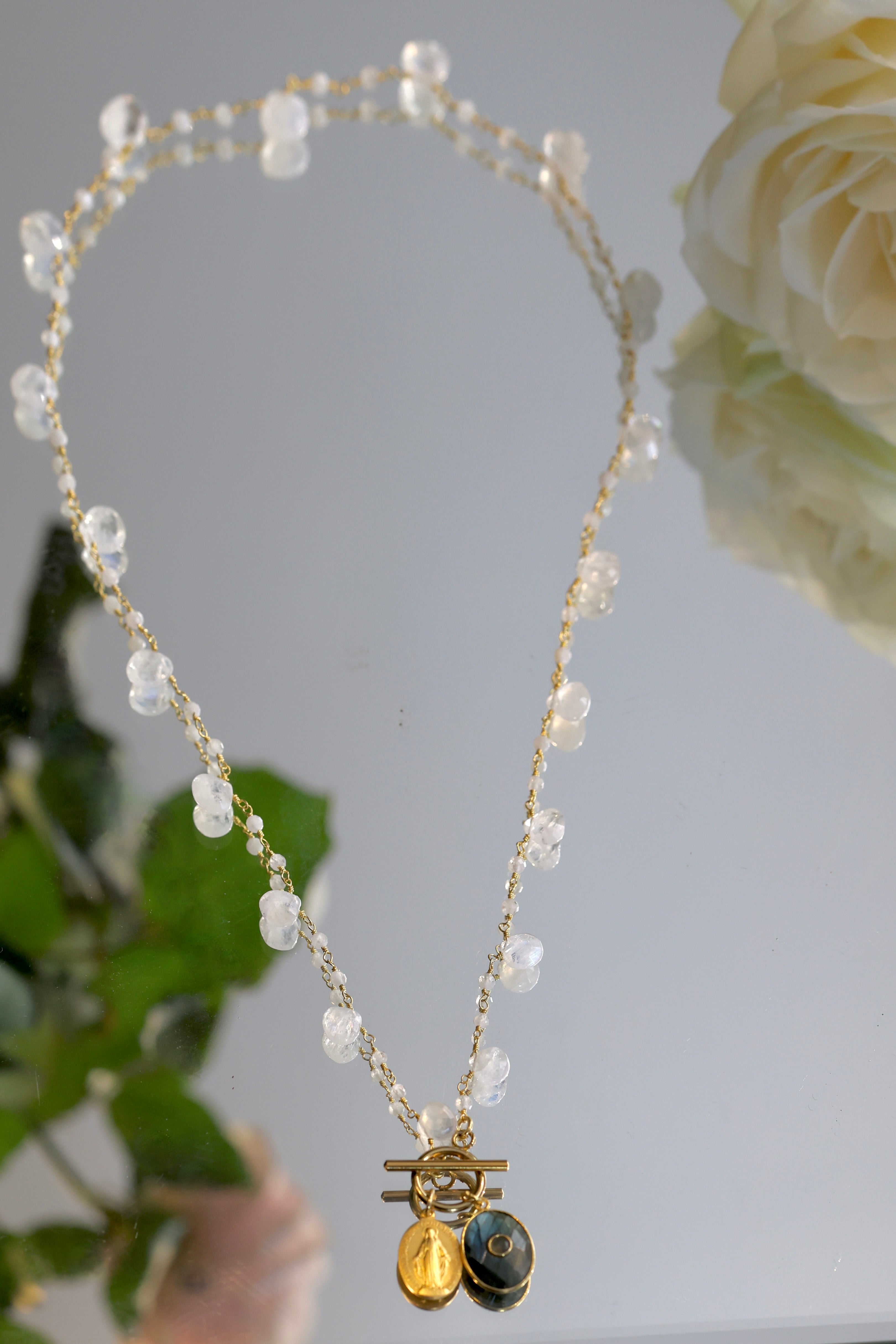 "Winter Garden" Necklace - Moonstone and Miraculous Medal | Mathilde Ma Muse