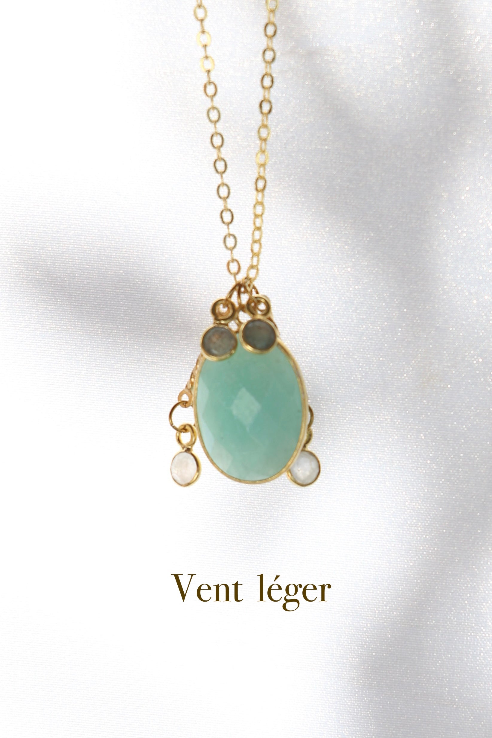 Vent léger — Collier Amazonite, Pierre de lune & Labradorite #2