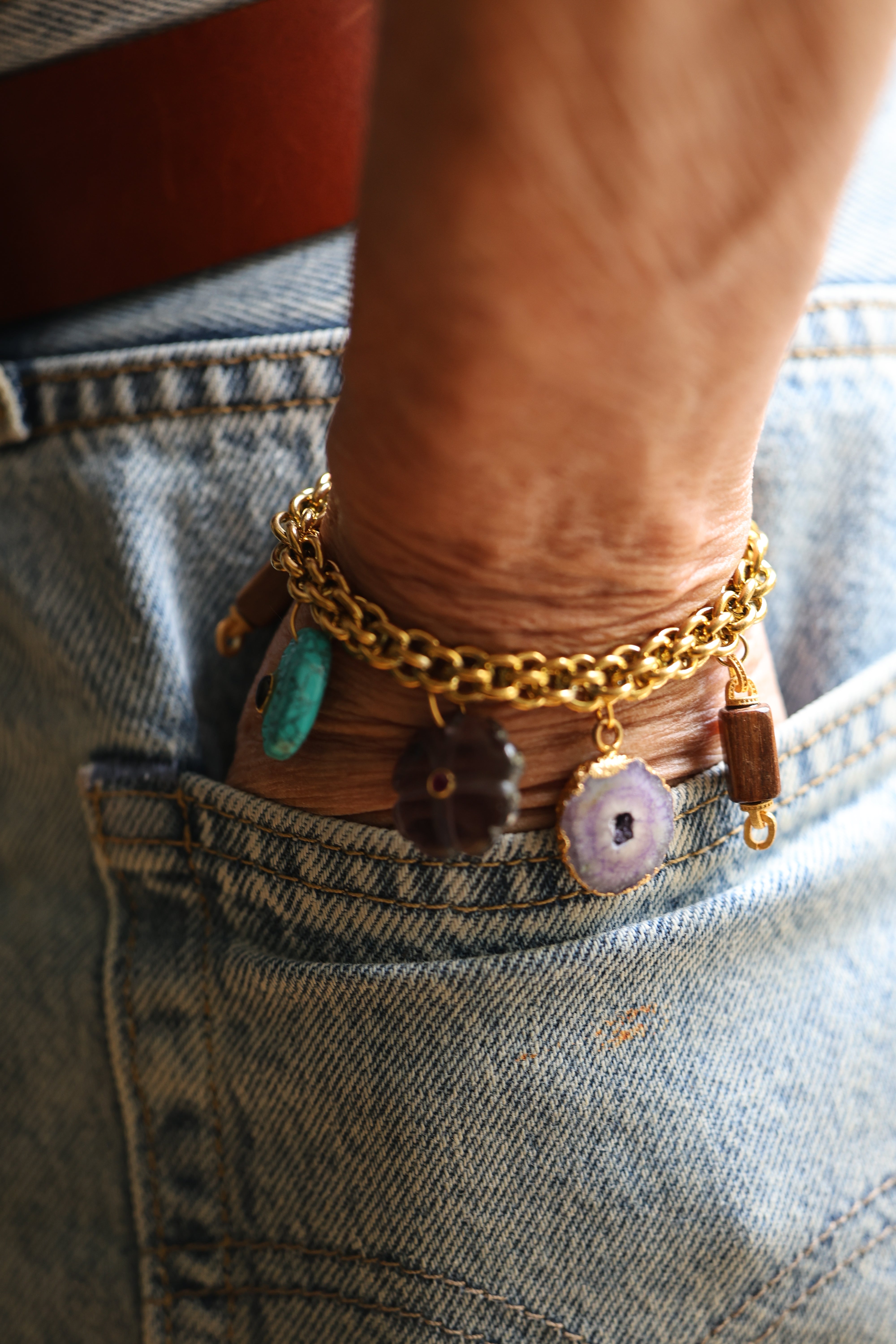 L'Escale — bracelet bois et pierres fines