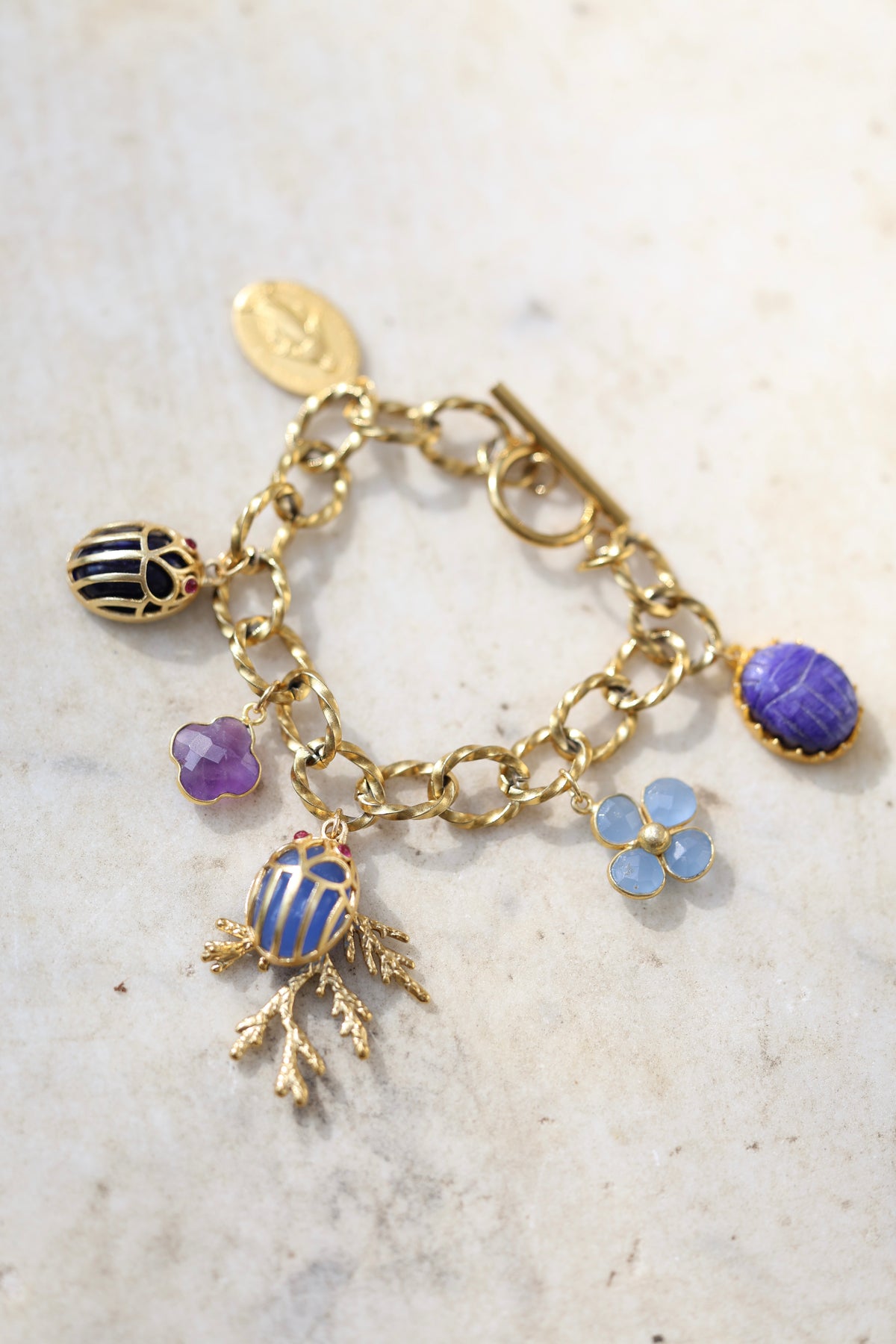 LE NATURALISTE — bracelet scarabées & pierres