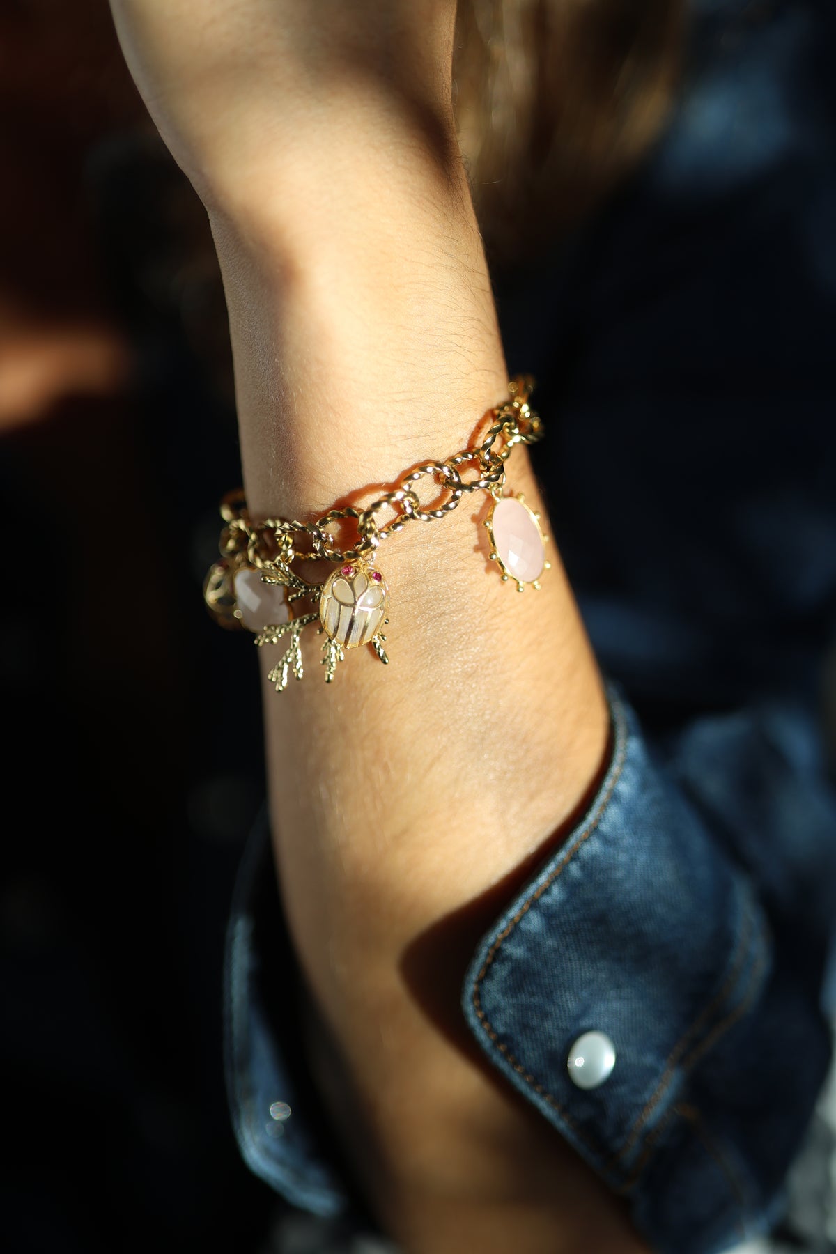 LE NATURALISTE — bracelet scarabées & pierres
