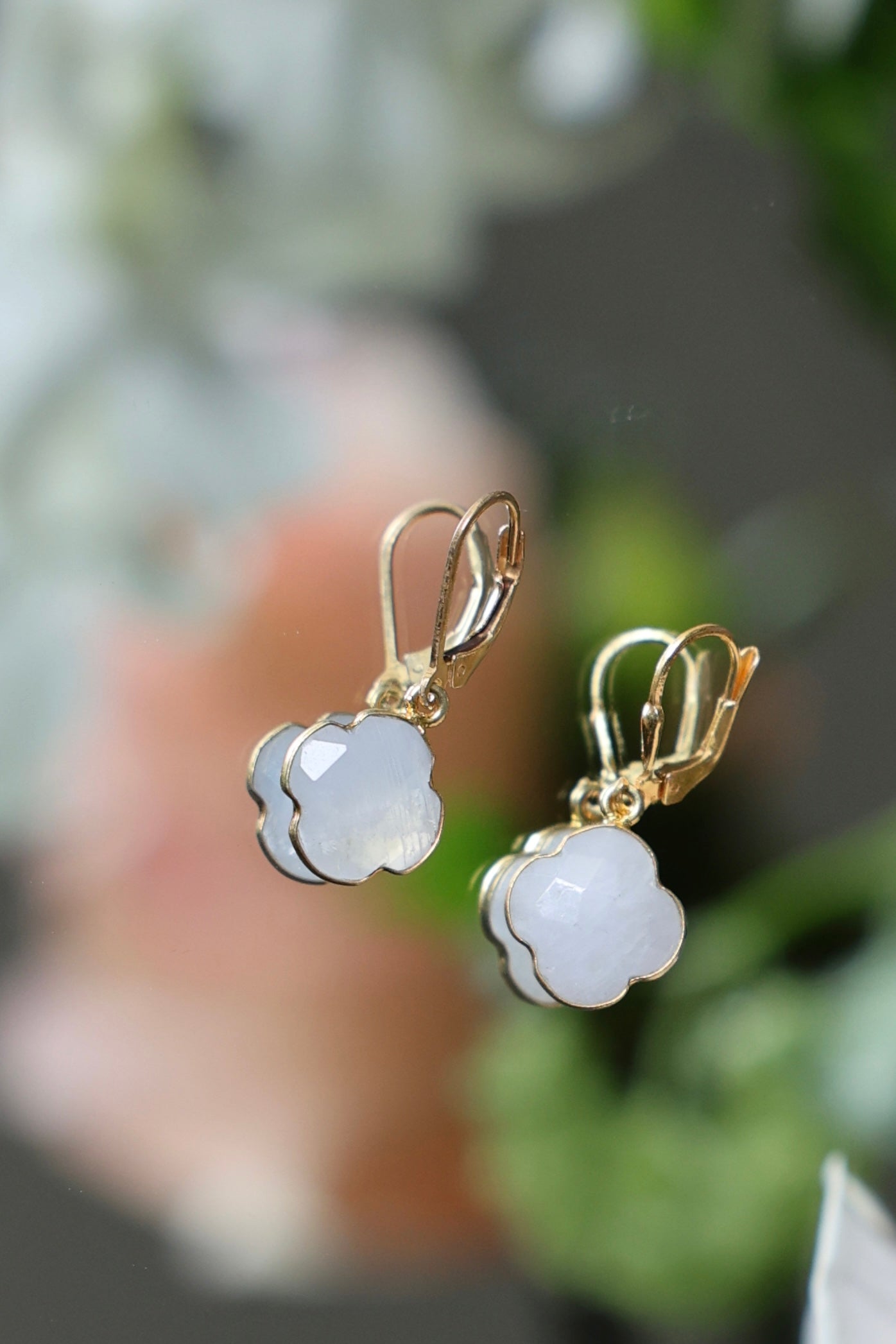 Boucles d'oreilles pierre fleurs de vie