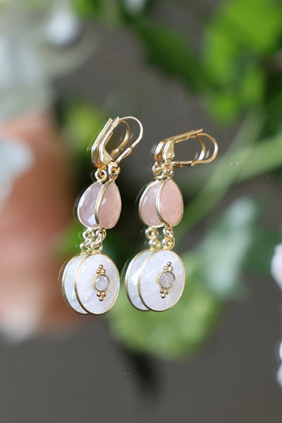 Boucles d'Oreilles "Jardin d'Hiver" deux pierres