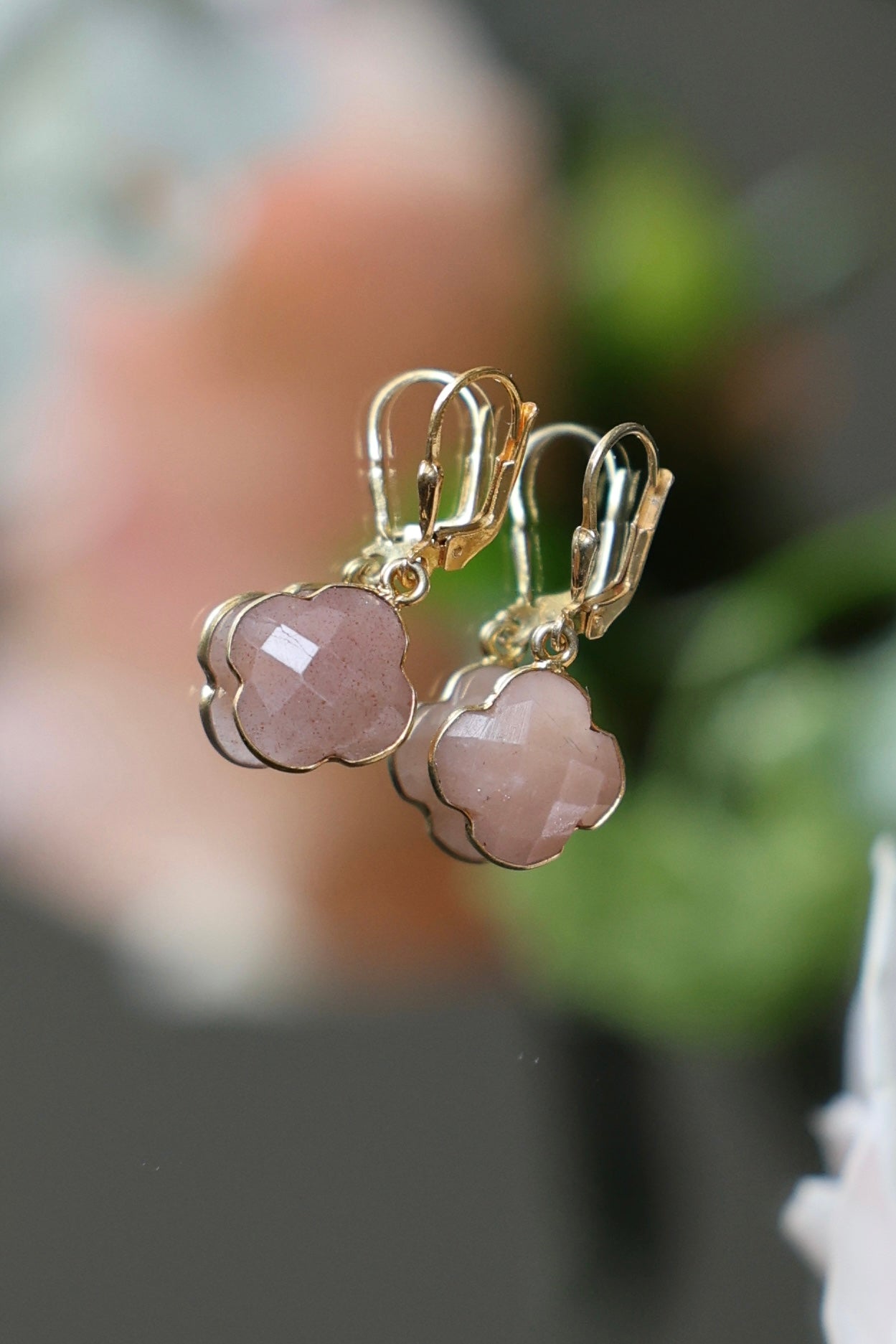 Boucles d'oreilles pierre fleurs de vie