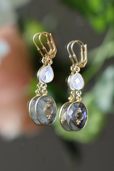 Boucles d'Oreilles "Jardin d'Hiver" deux pierres