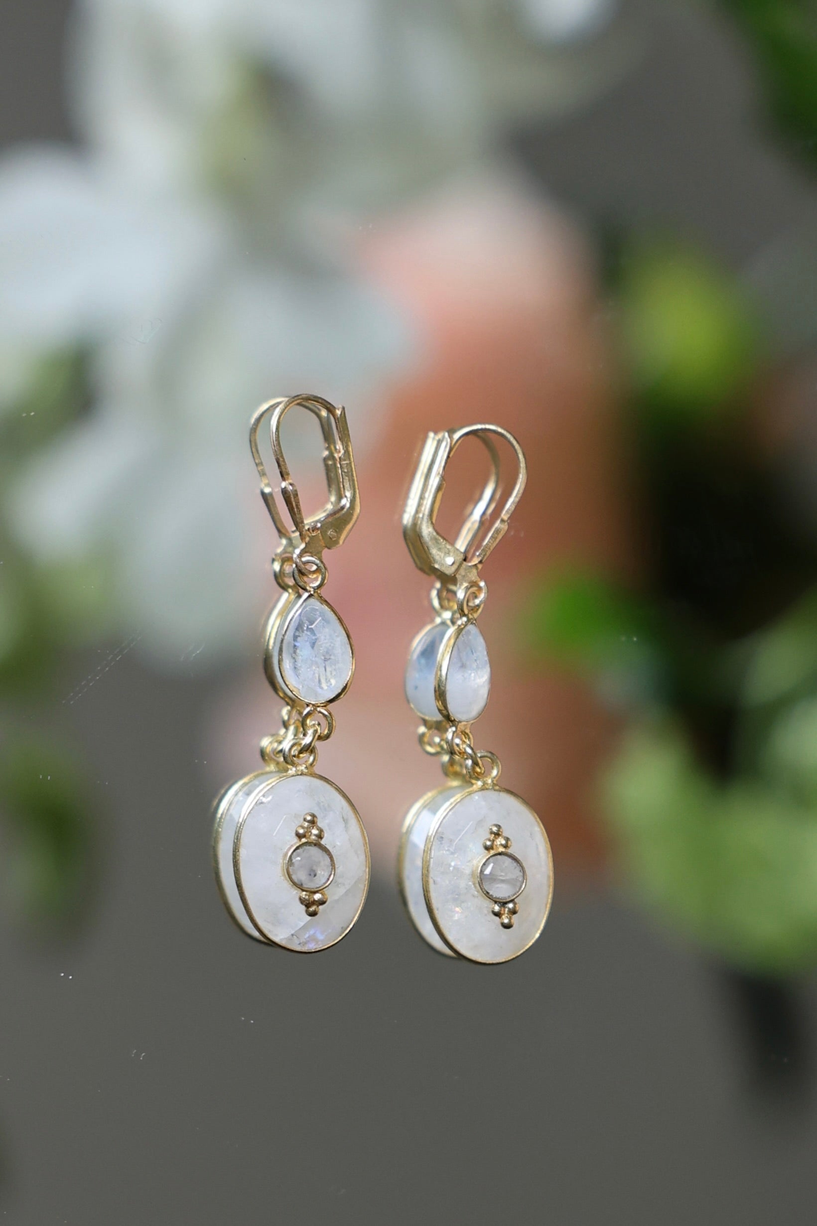 Boucles d'Oreilles "Jardin d'Hiver" deux pierres