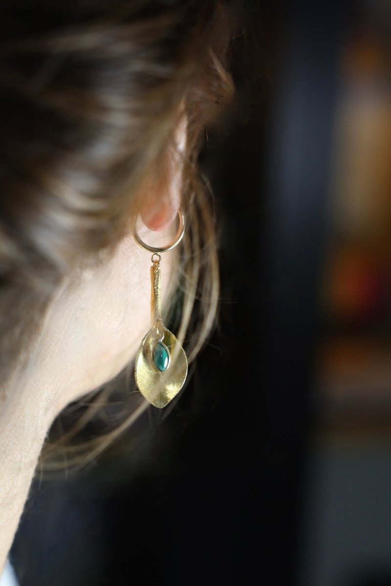 Boucles d’oreilles végétal en vermeil - Mathilde ma muse : bijoux de créateur