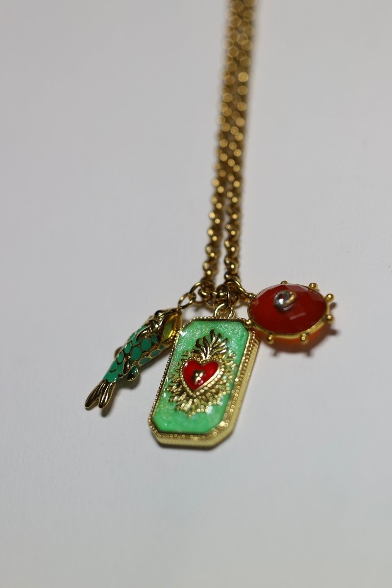 Collier Gris - Gris — Trésors porte - bonheur - Mathilde ma muse : bijoux de créateur