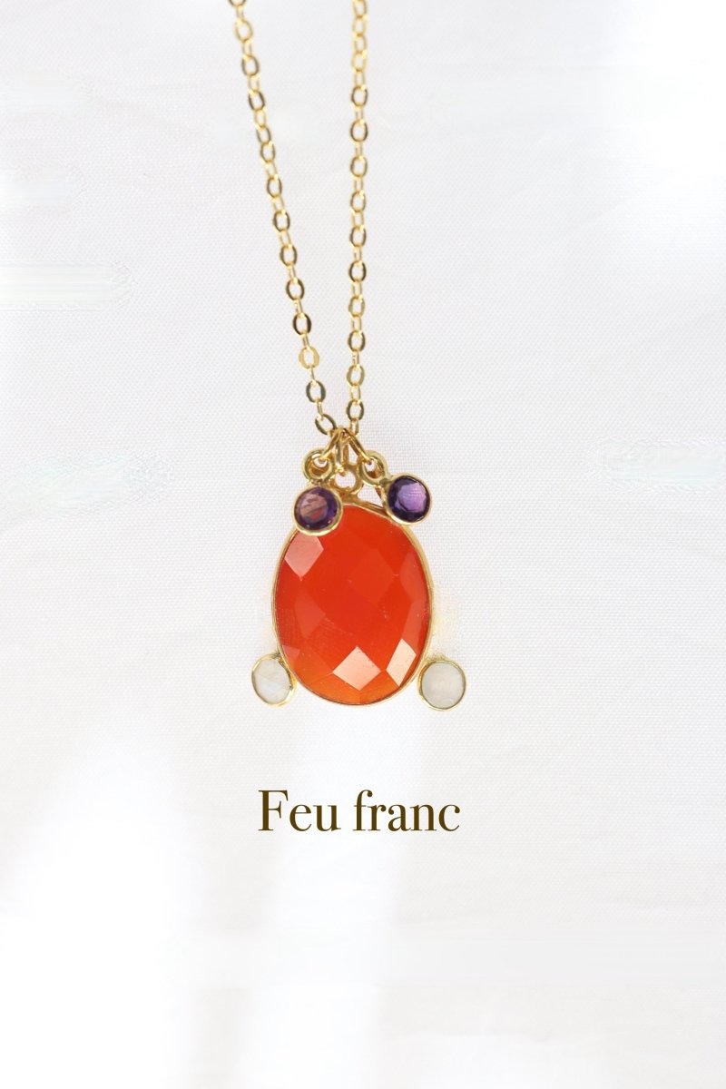 Feu franc — Collier Cornaline, Pierre de lune & Améthyste 9 - Mathilde ma muse : bijoux de créateur