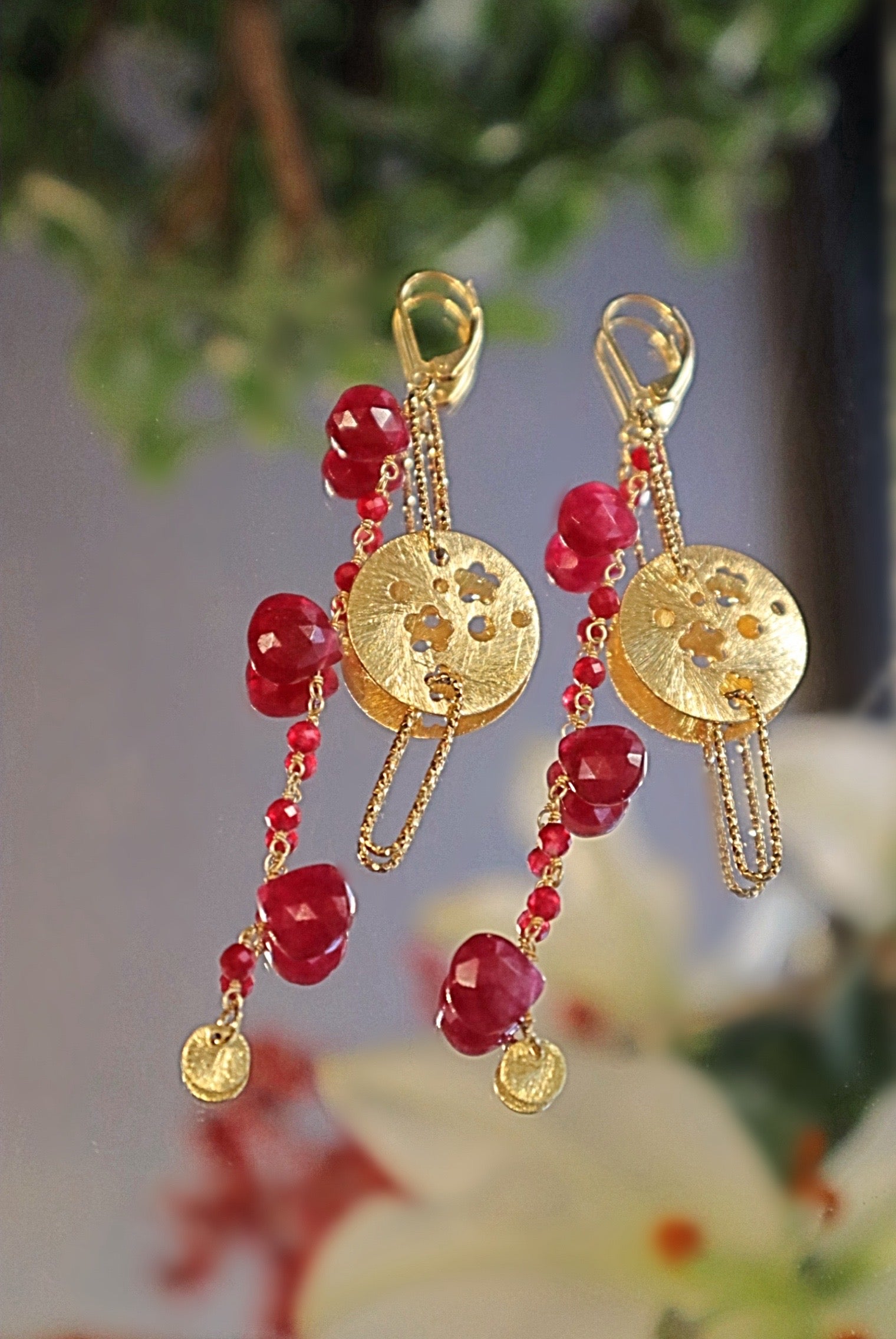 Sparkling Earrings: Enchanted Medals and Festive Stones