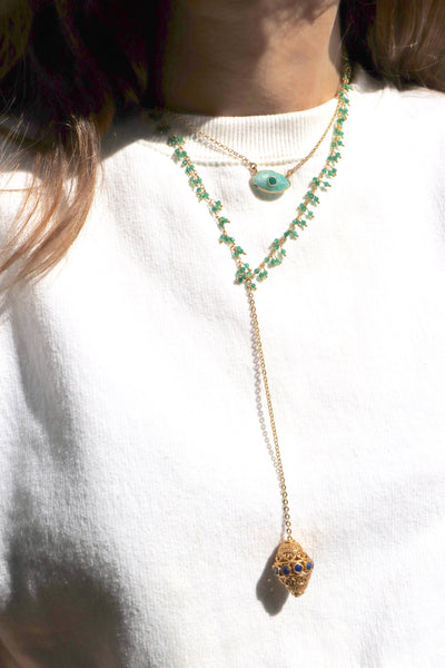 Collier Talisman Éclat d'Agate Verte