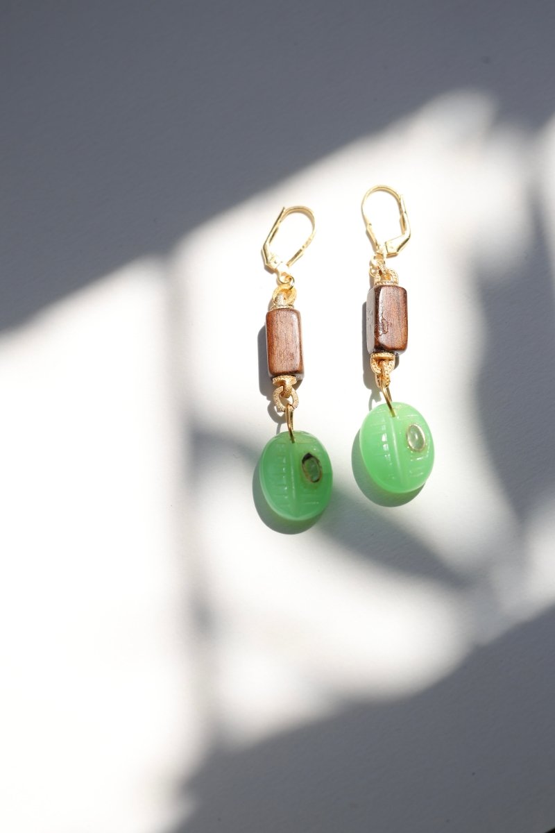 L'Escale — boucles d'oreilles bois et pierre fine - Mathilde ma muse : bijoux de créateur