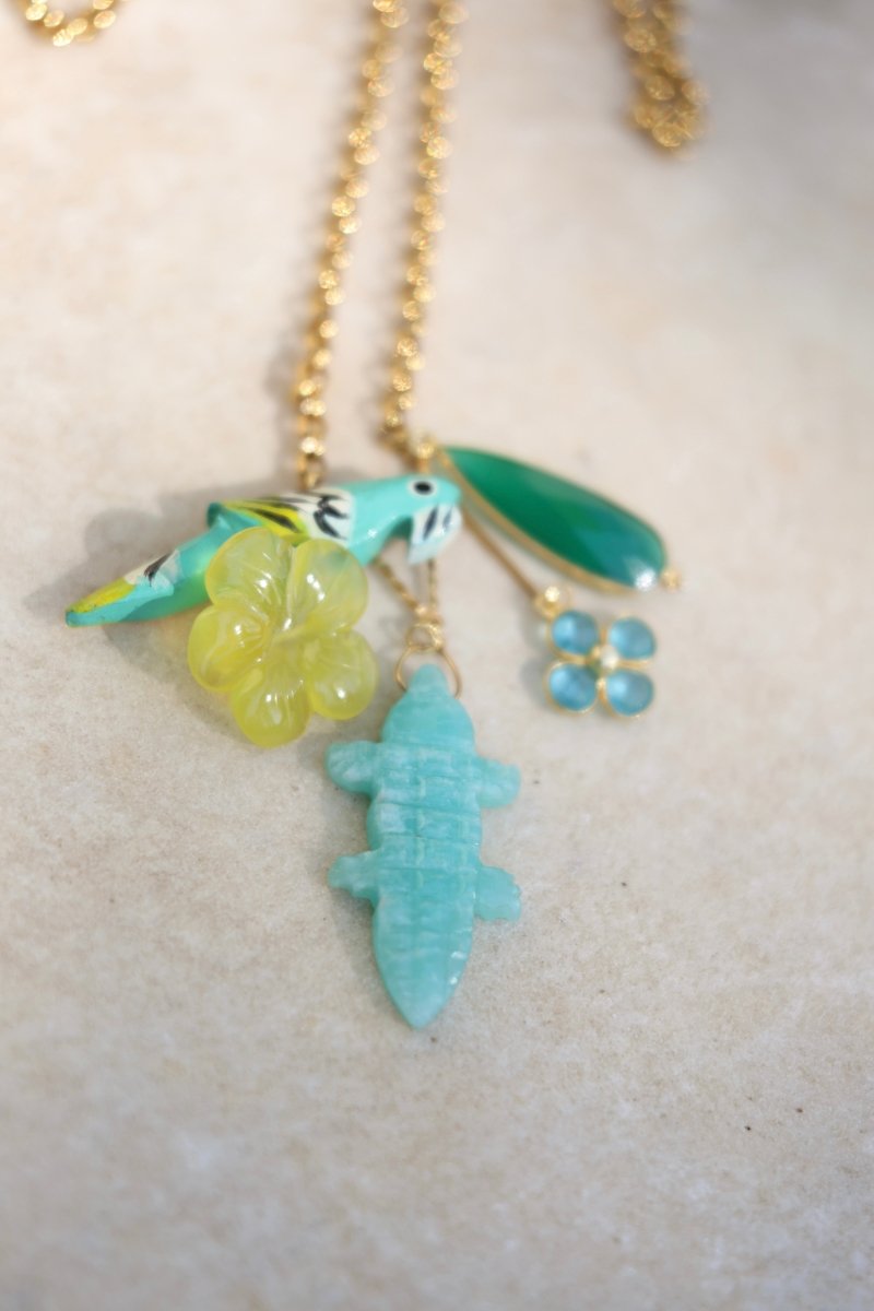 L'Impassible — Sautoir mobile en pierres fines sculptées - Mathilde ma muse : bijoux de créateur