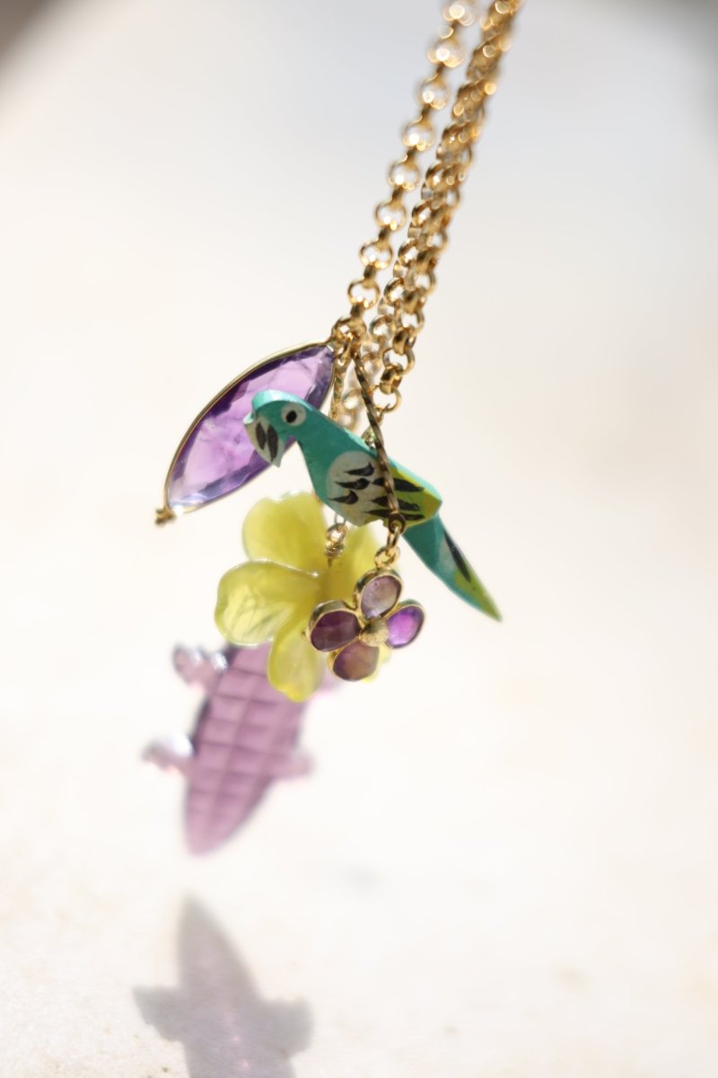 L'Impassible — Sautoir mobile en pierres fines sculptées - Mathilde ma muse : bijoux de créateur