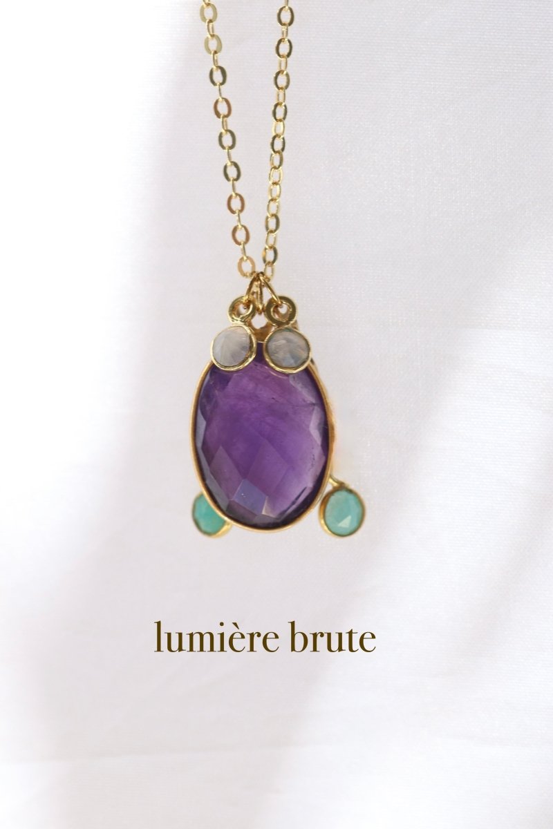 Lumière brute — Collier Améthyste, Pierre de lune & Amazonite 3 - Mathilde ma muse : bijoux de créateur