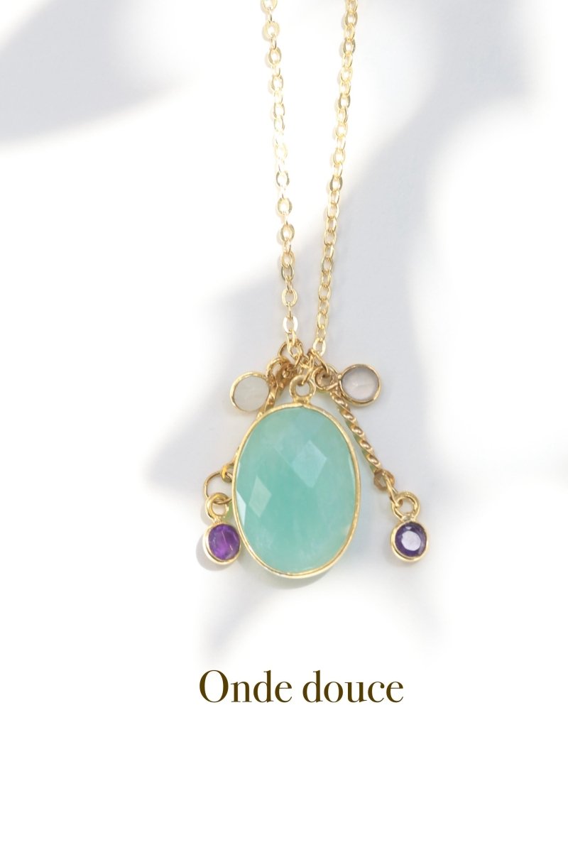 Onde douce — Collier Amazonite, Pierre de lune & Améthyste - Mathilde ma muse : bijoux de créateur