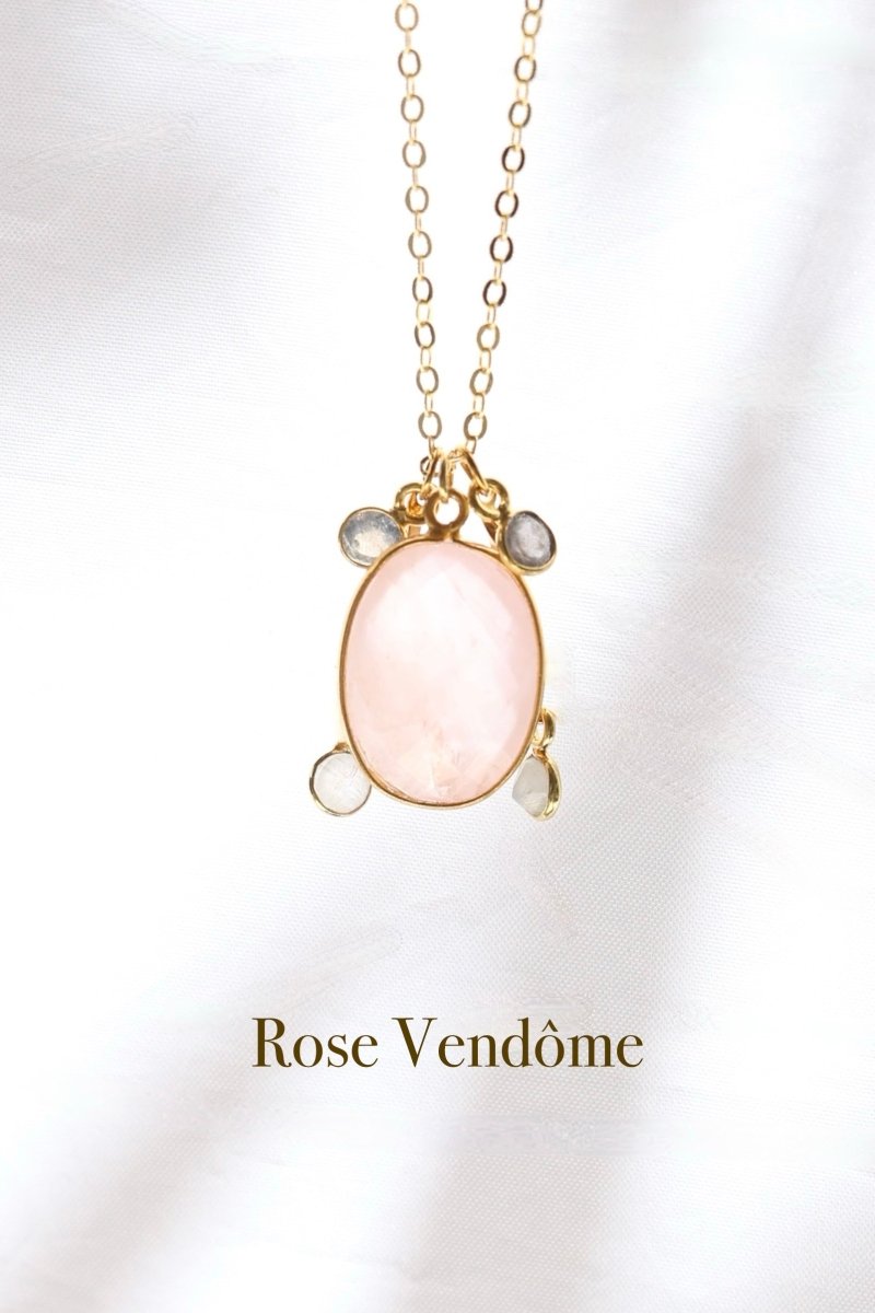 Rose Vendôme — Collier Quartz rose, Pierre de lune & Labradorite 12 - Mathilde ma muse : bijoux de créateur