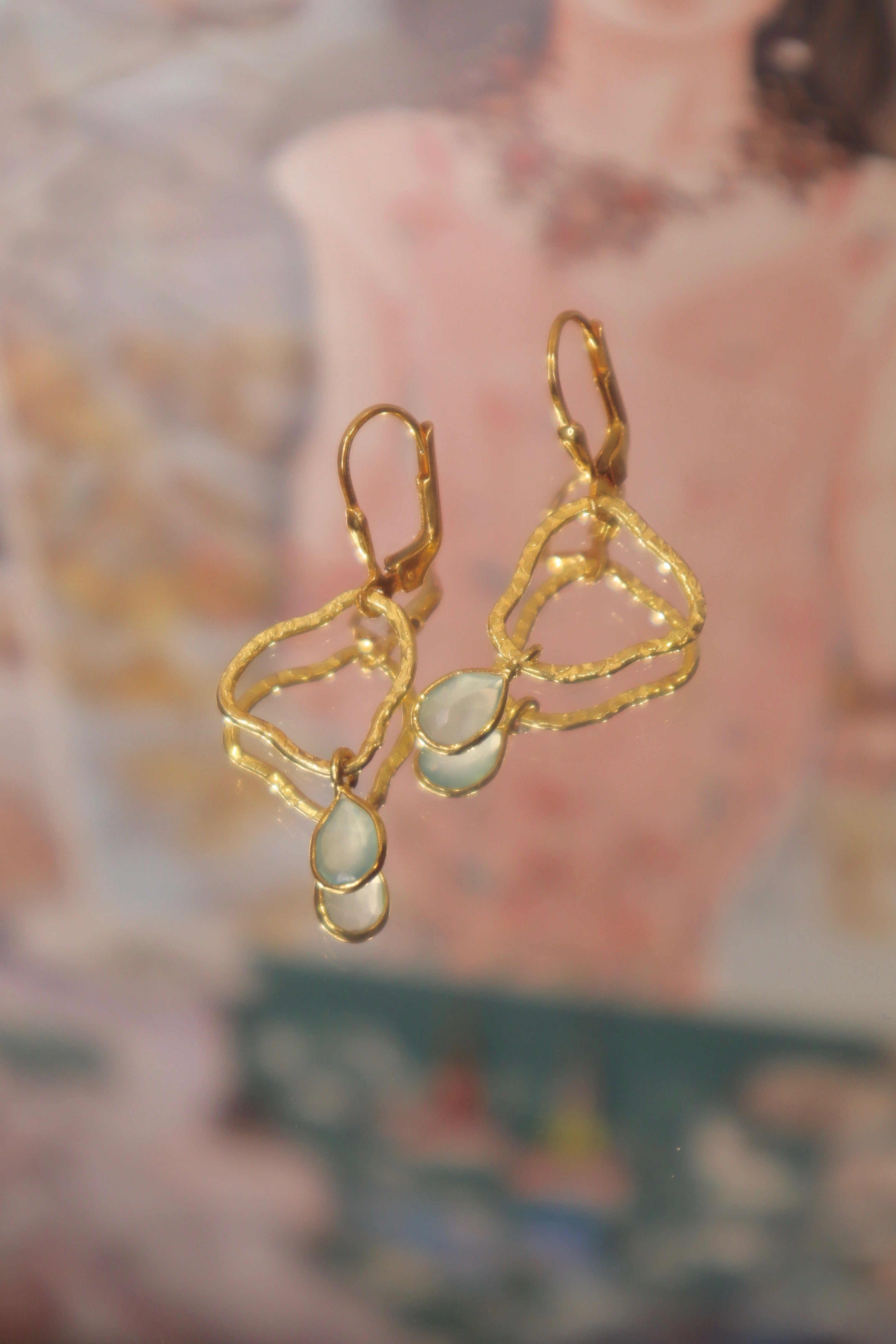 boucles d'oreilles nuage aigue marine 