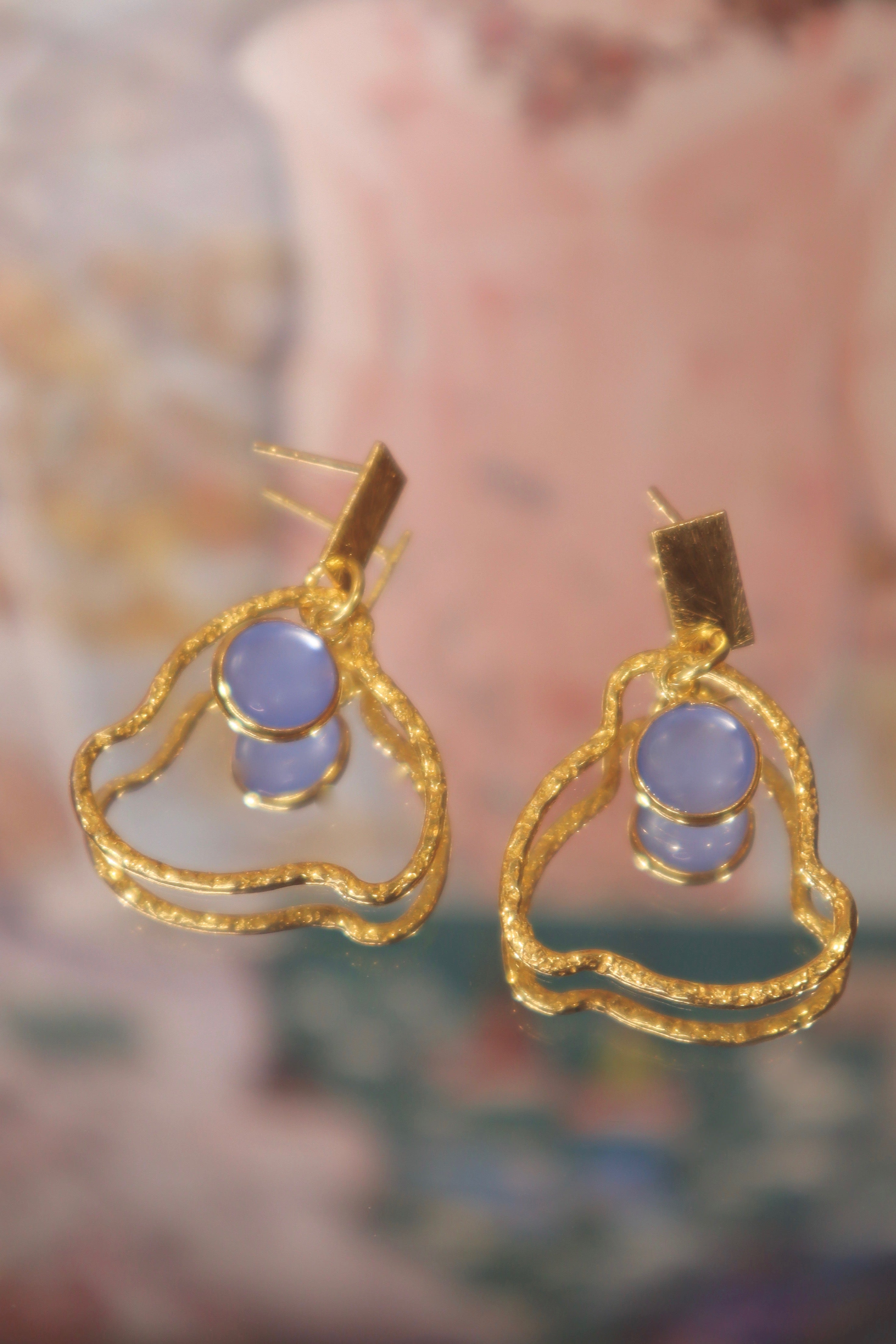 Boucles d'oreilles petit nuage cacédoine bleue