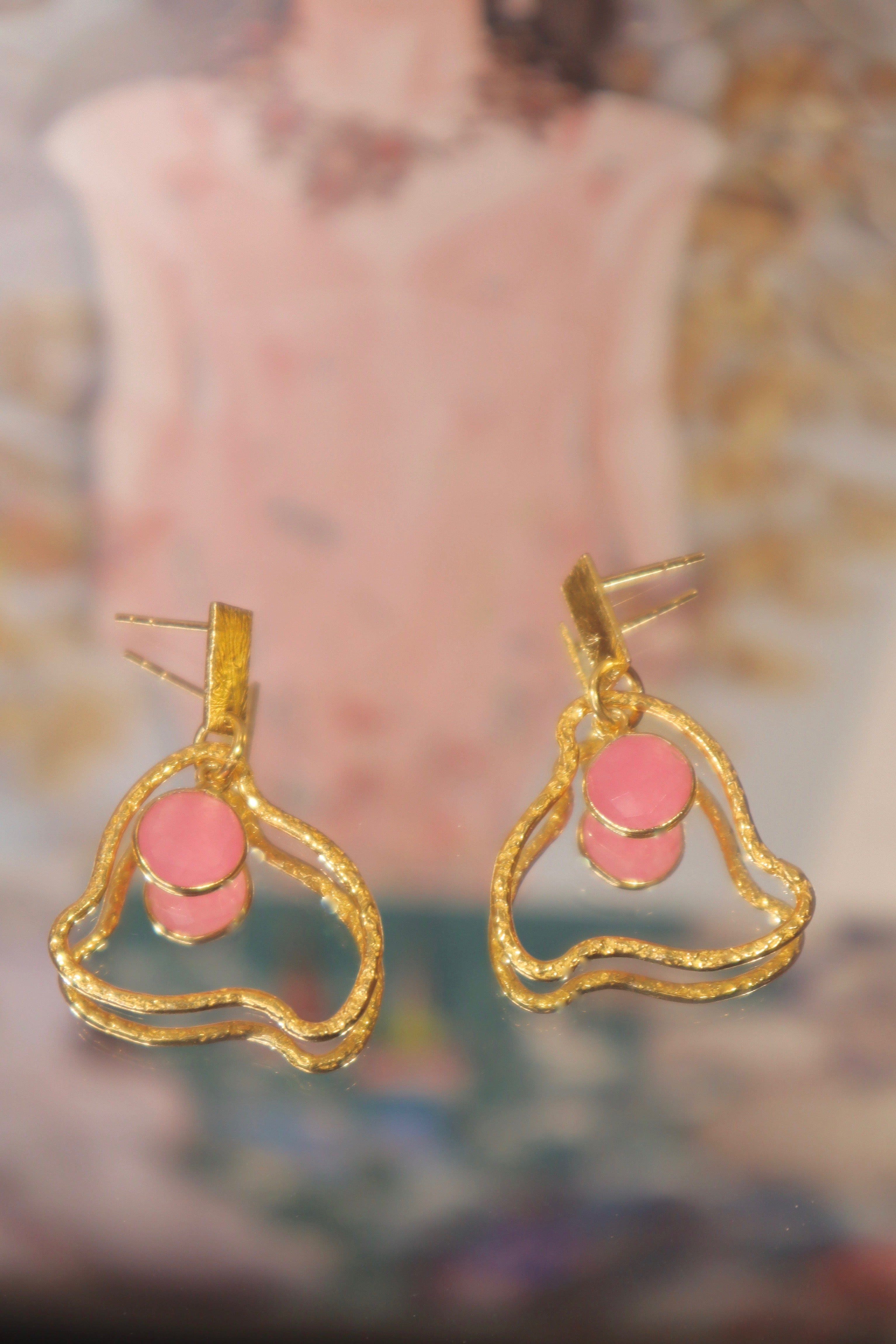 Boucles d'oreilles petit nuage cacédoine rose