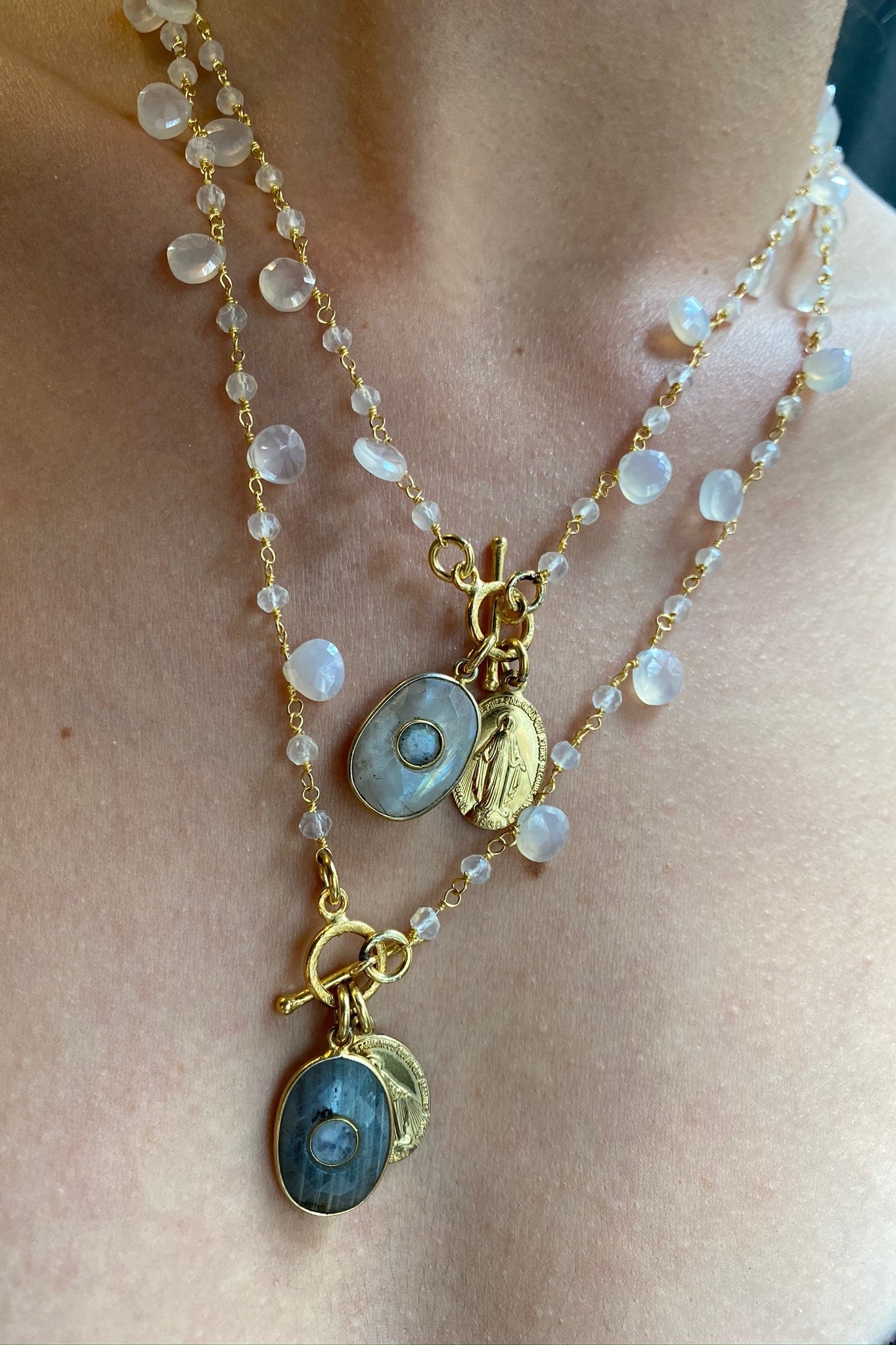 "Winter Garden" Necklace - Moonstone and Miraculous Medal | Mathilde Ma Muse