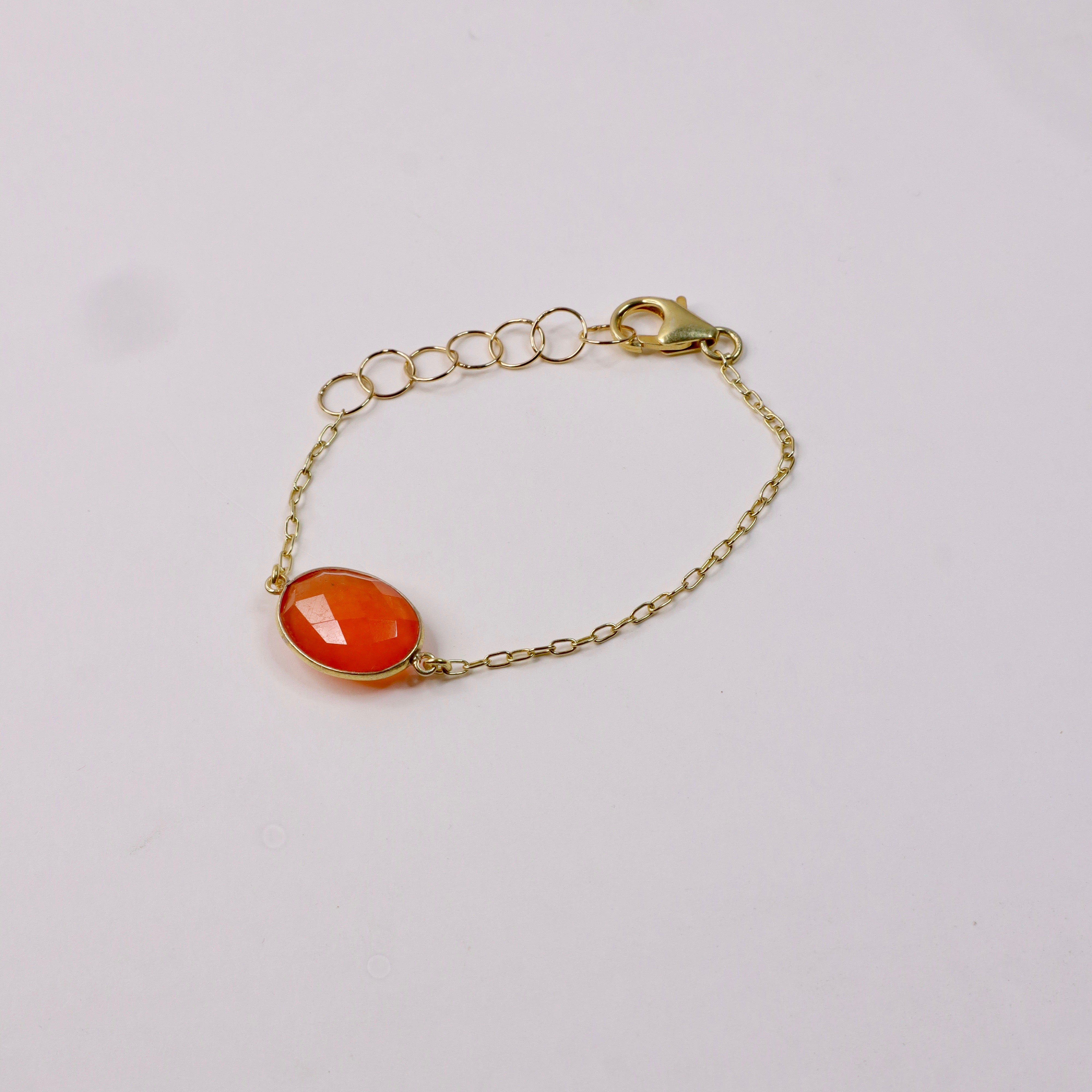 Bracelet chaîne calcédoine orange 