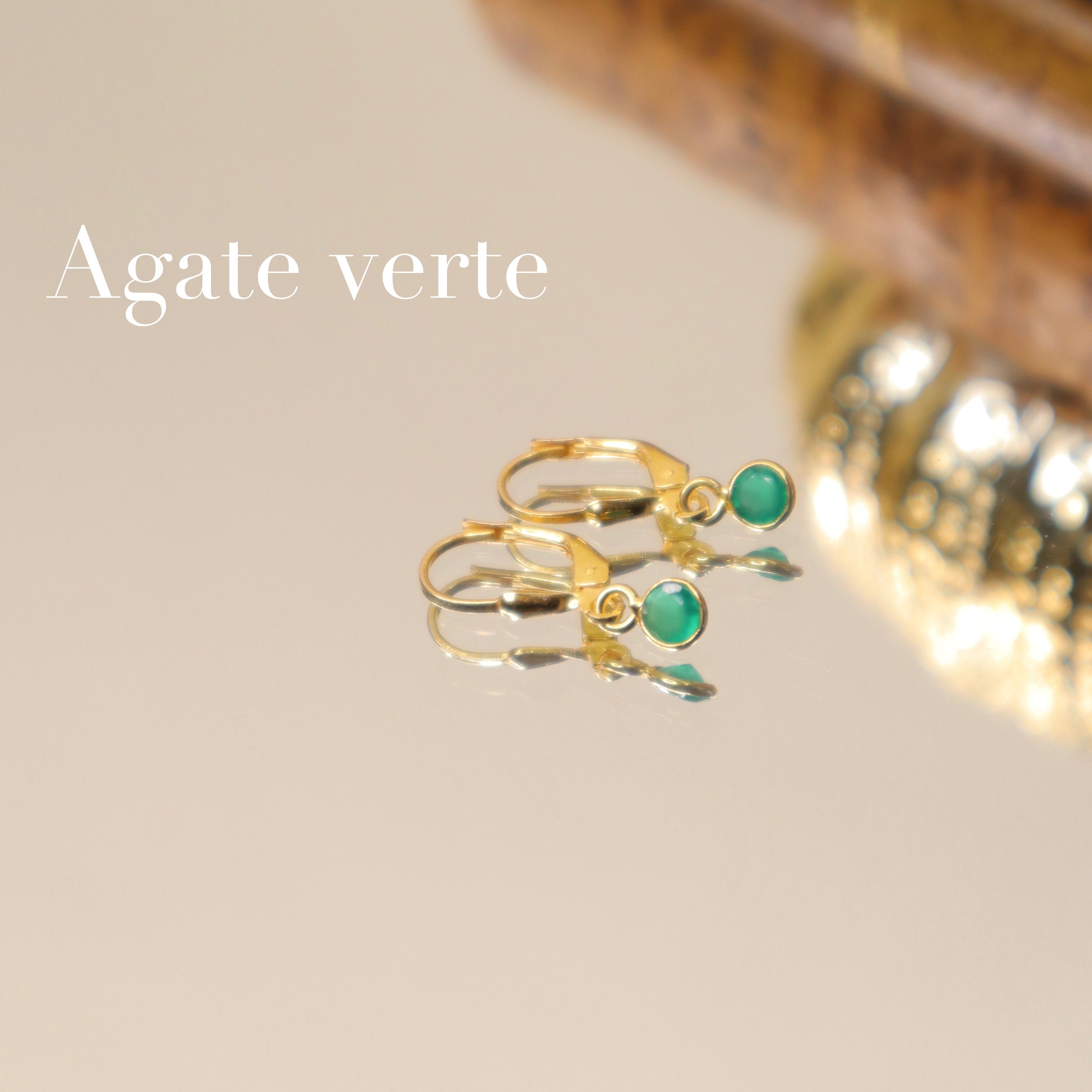 Boucles d'oreilles mini agate verte