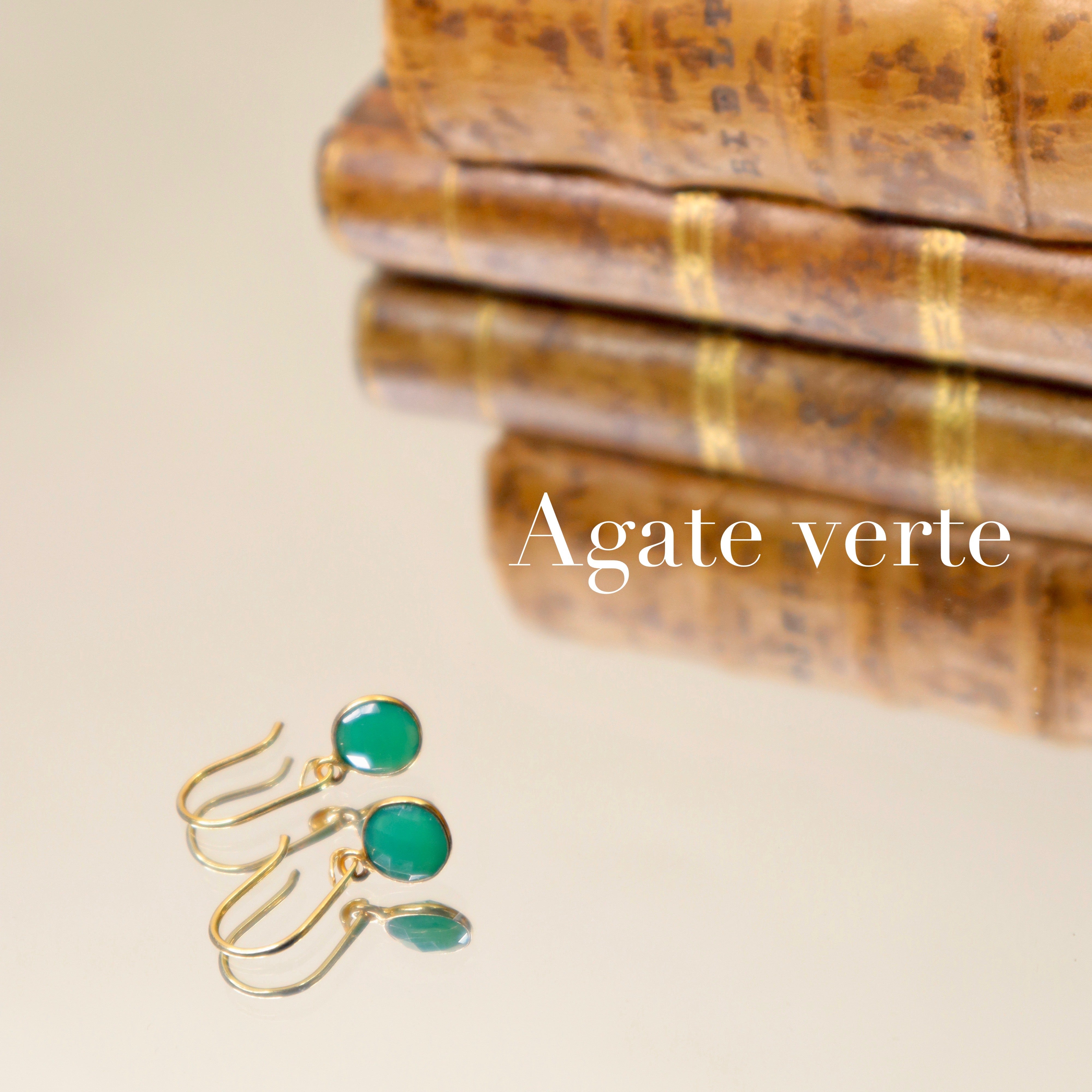 boucles d'oreilles petites pierres agate verte