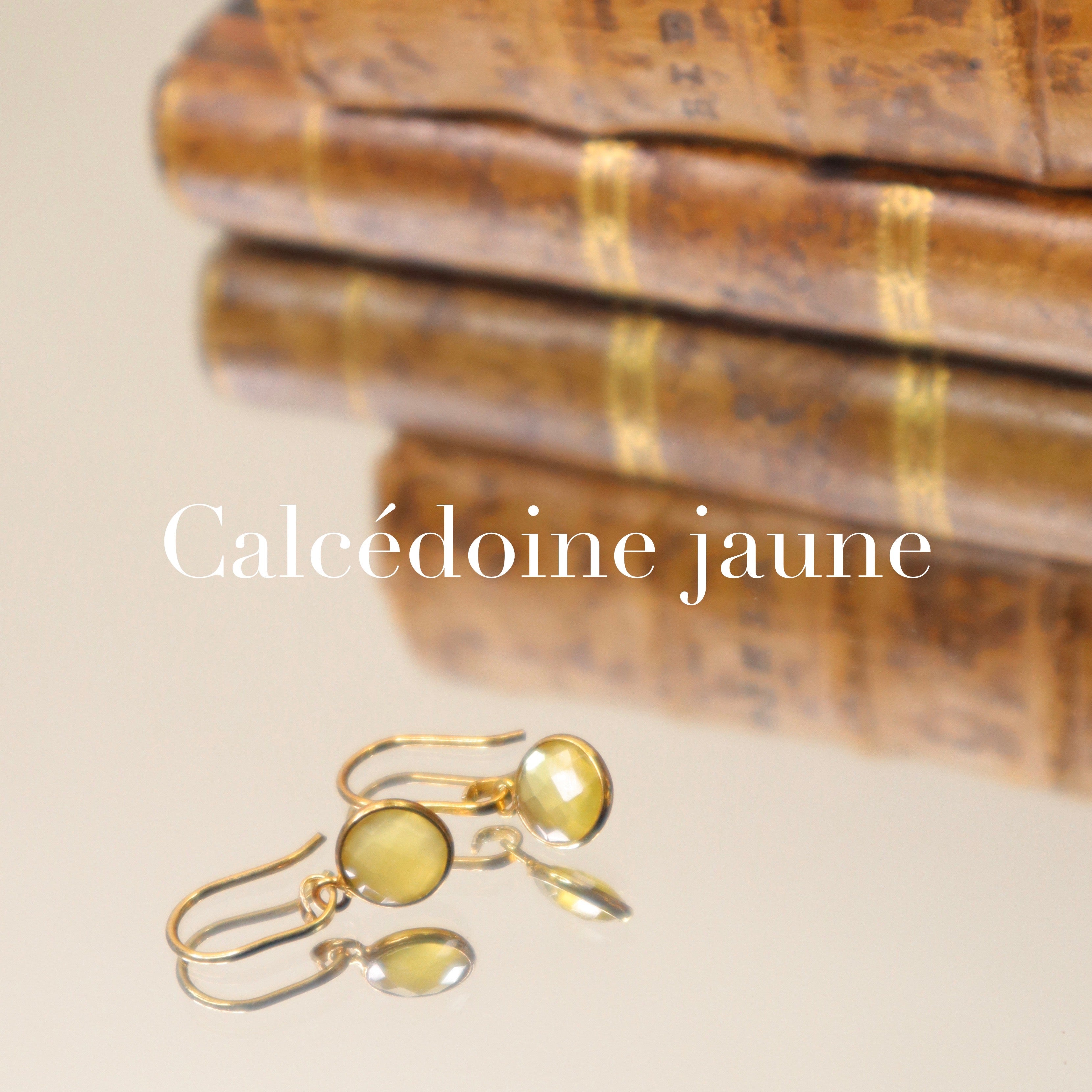 boucles d'oreilles petites pierres cacédoine jaune 