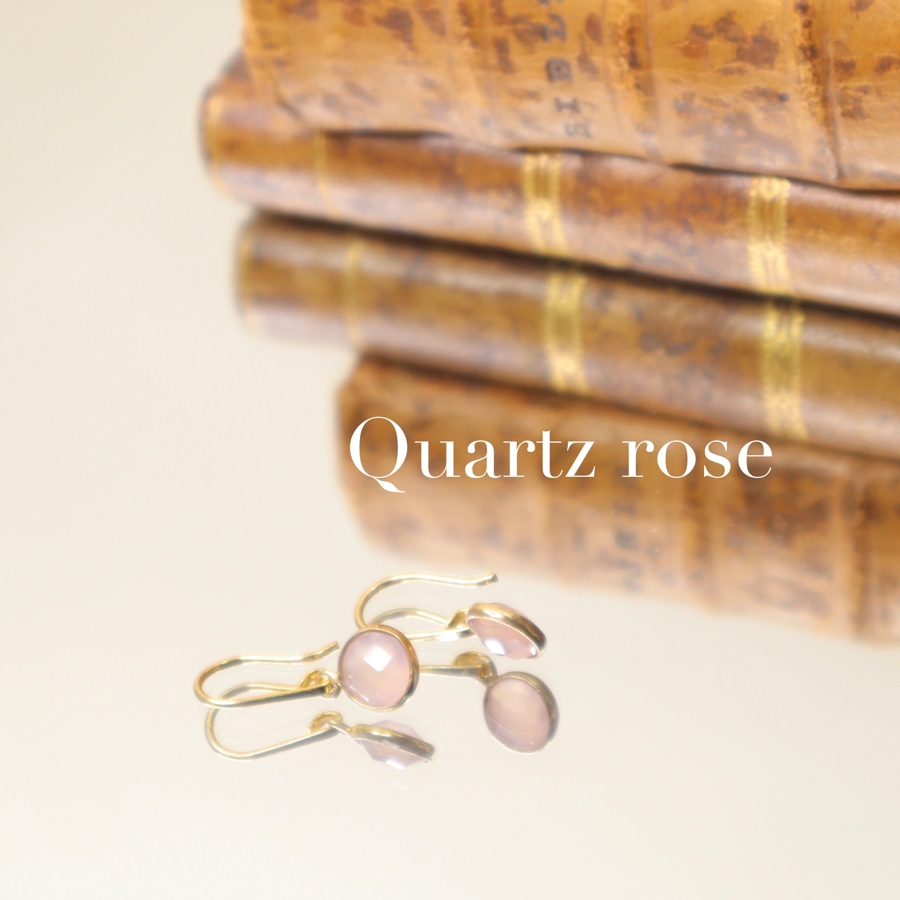 boucles d'oreilles petites pierres quartz rose 