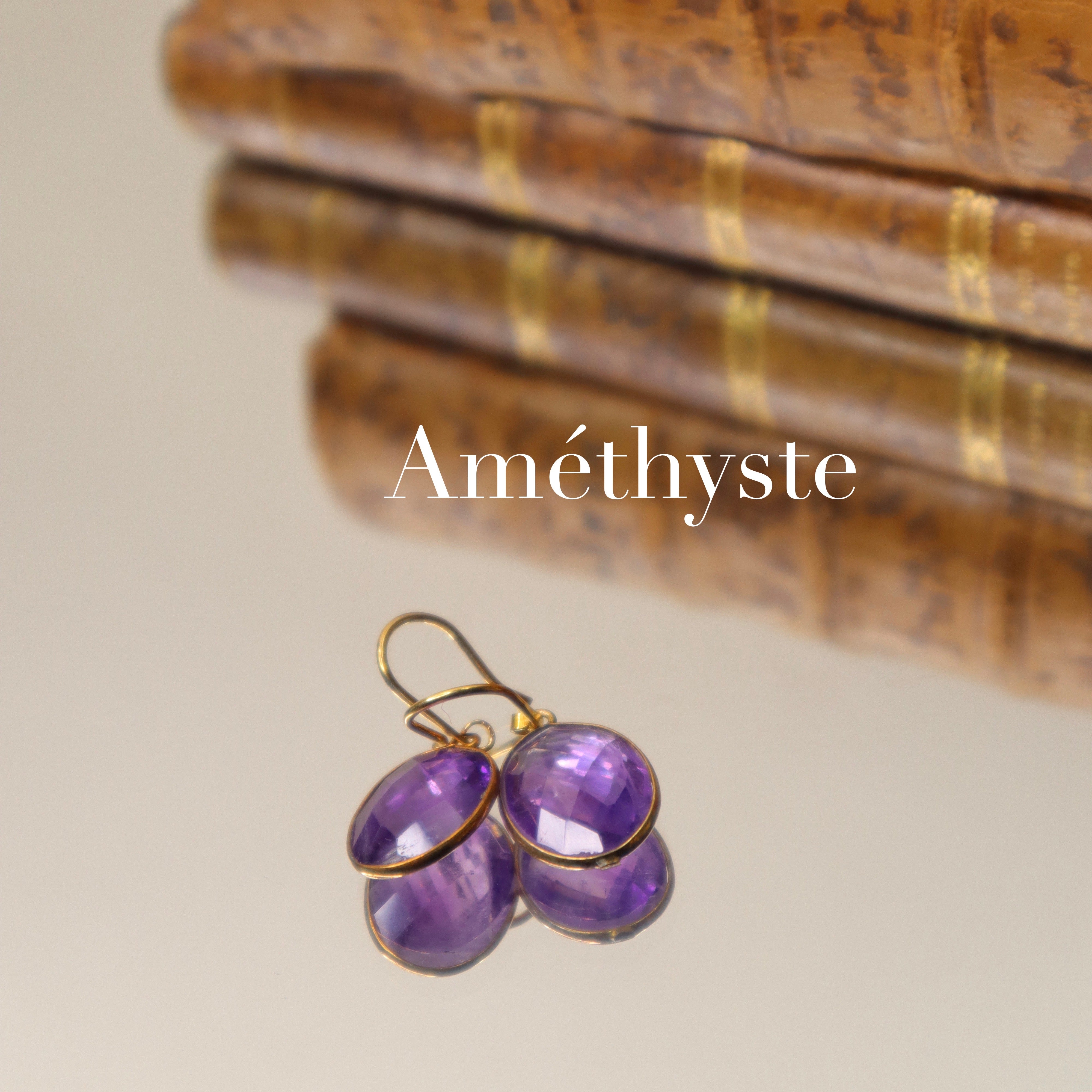 Boucles d'oreilles pierre améthyste 