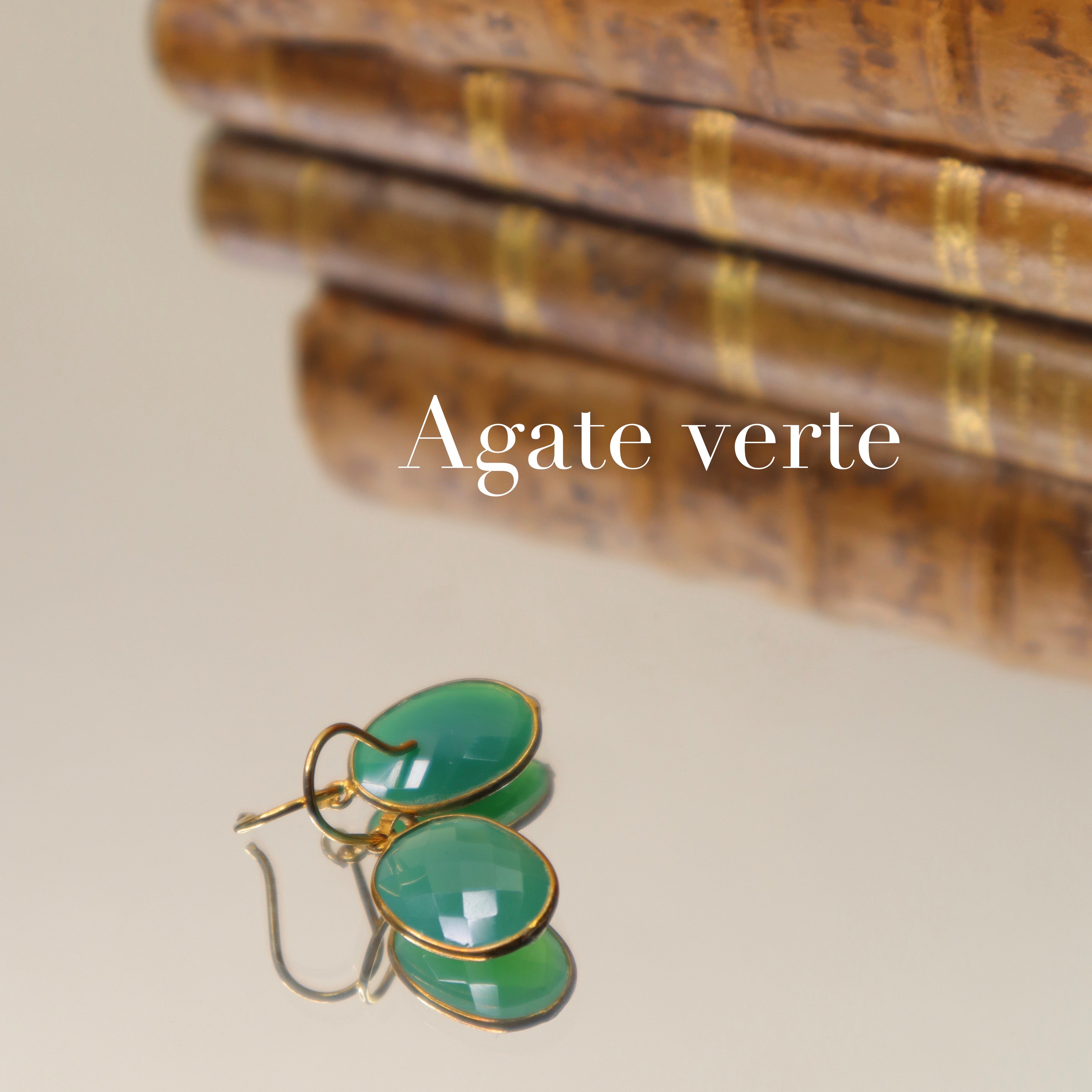 Boucles d'oreilles pierre agate verte